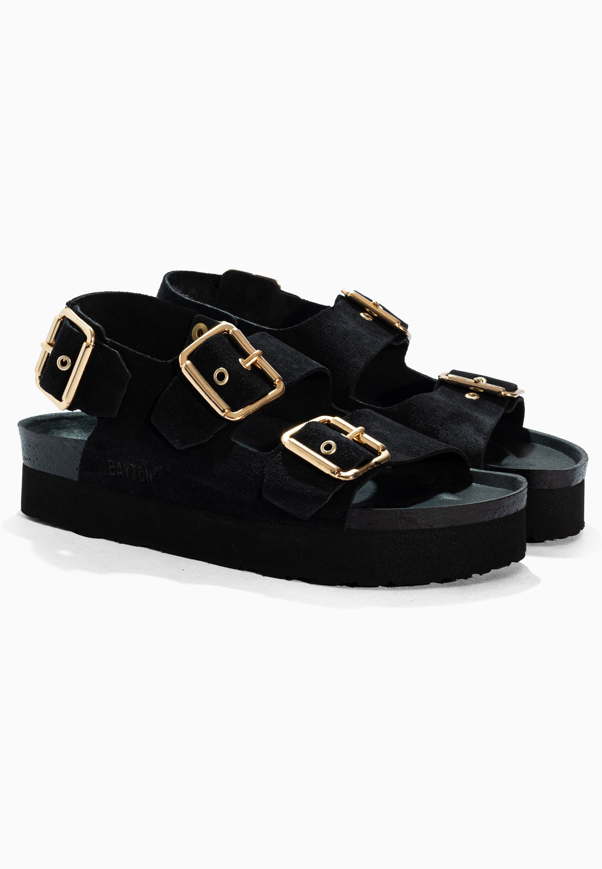 Rosa Black Suede Leather Sandals