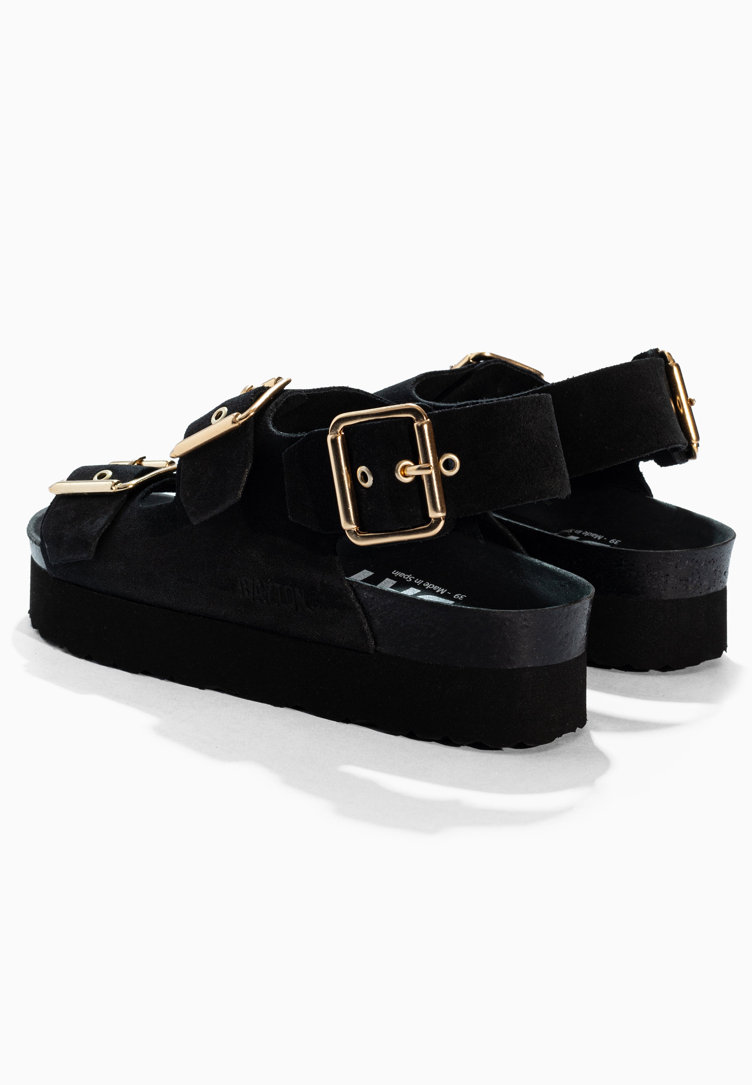 Rosa Black Suede Leather Sandals