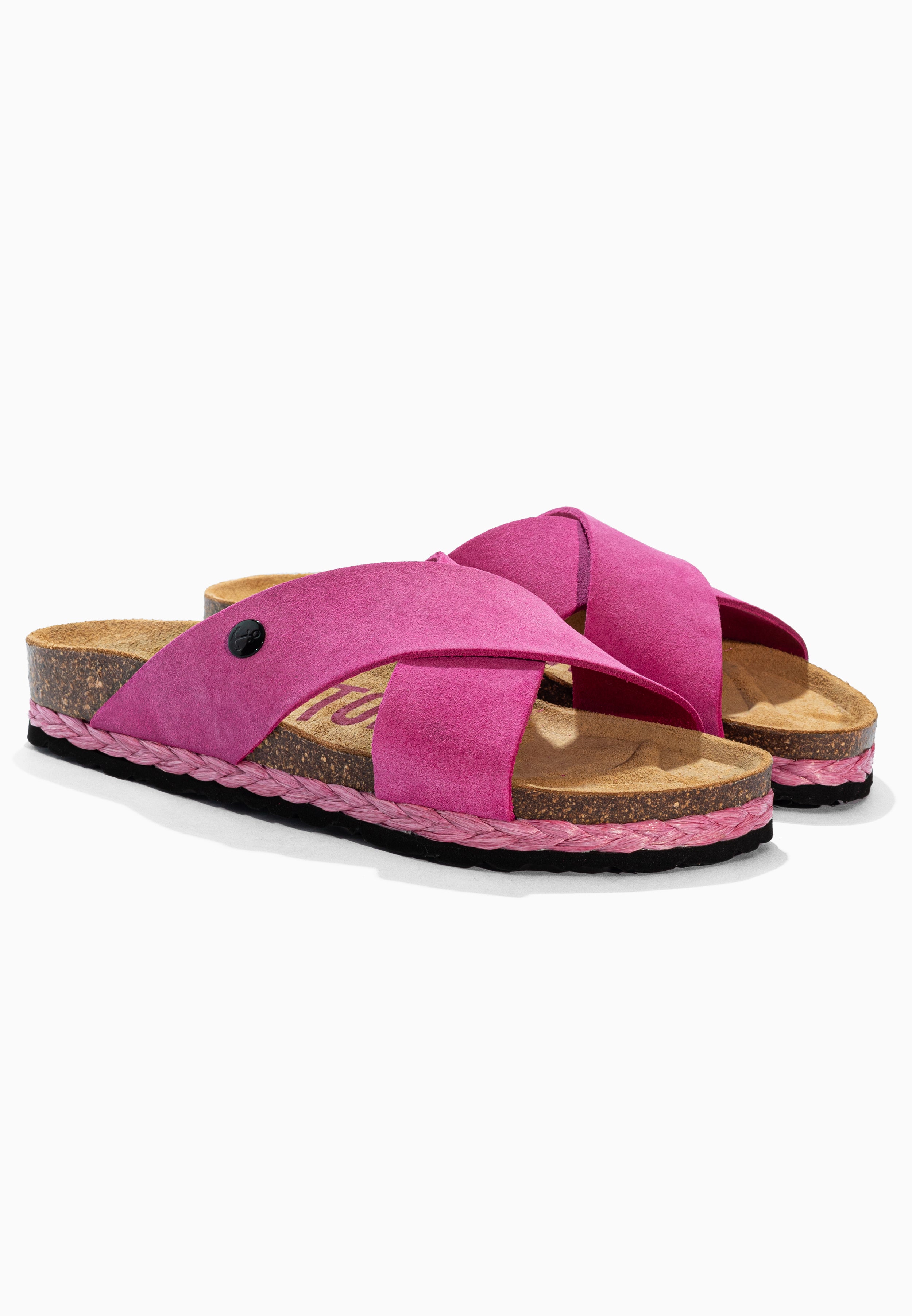 Burgos Pink Suede Leather Sandals