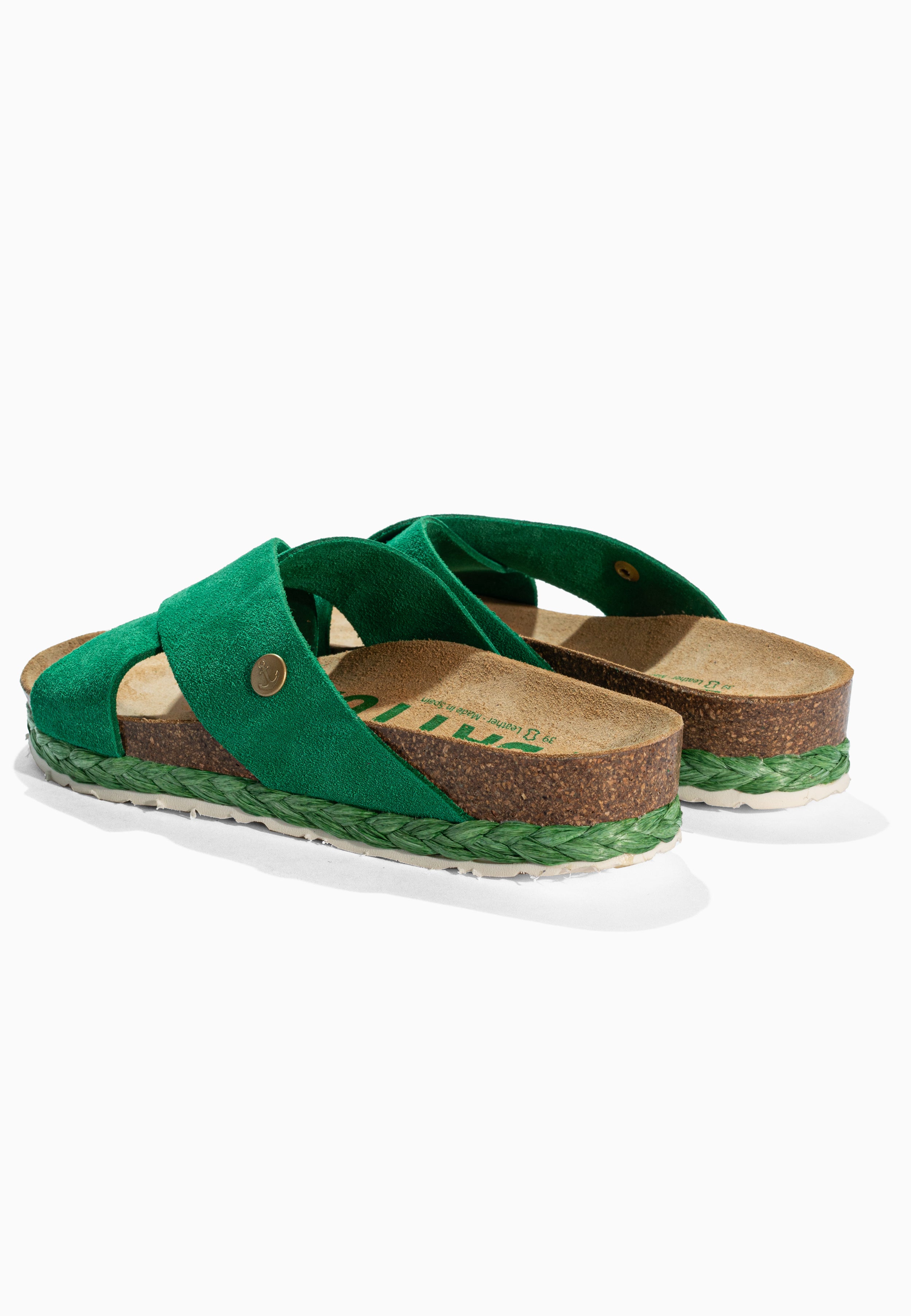 Burgos Green Suede Leather Sandals