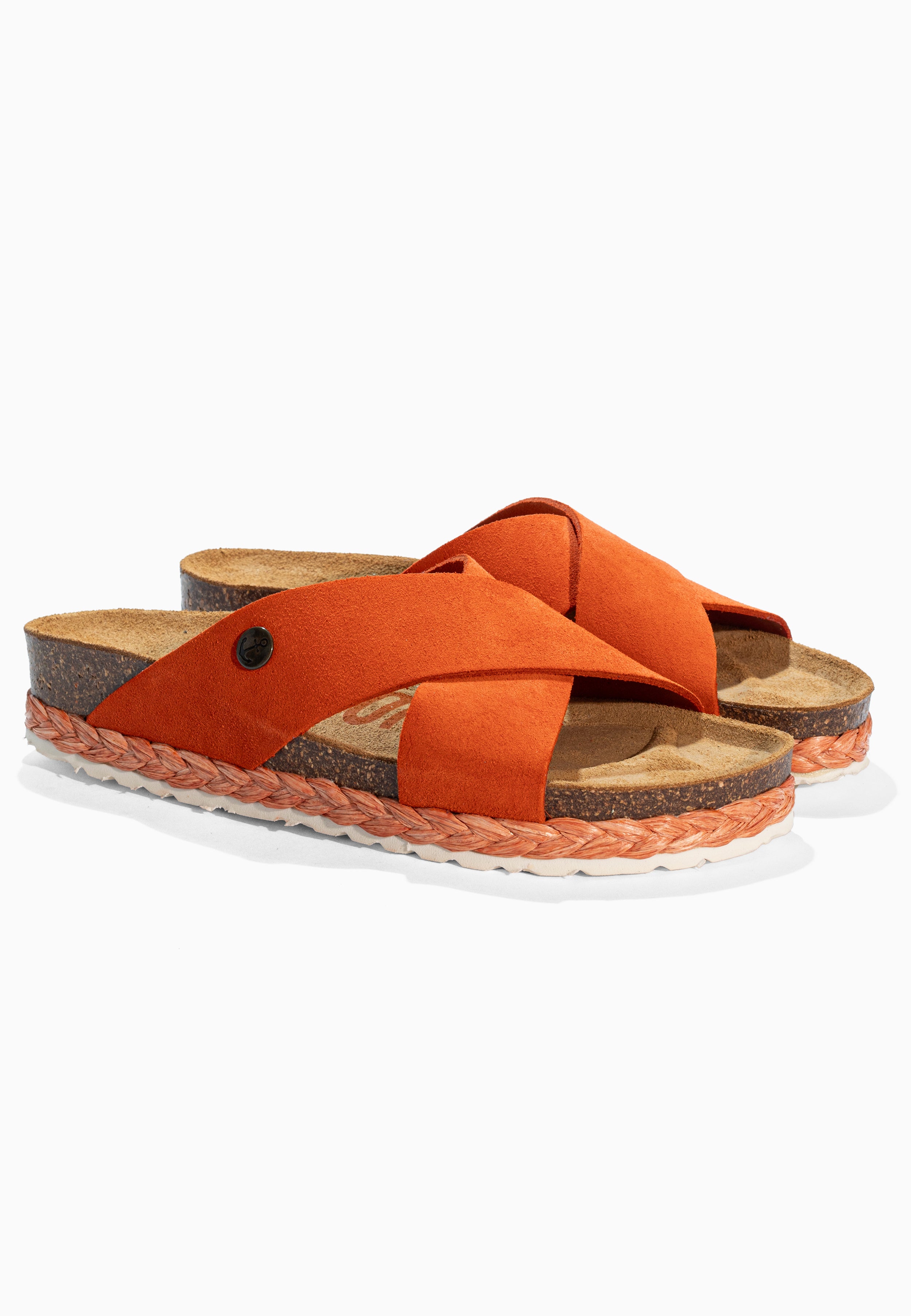 Burgos Orange Suede Leather Sandals