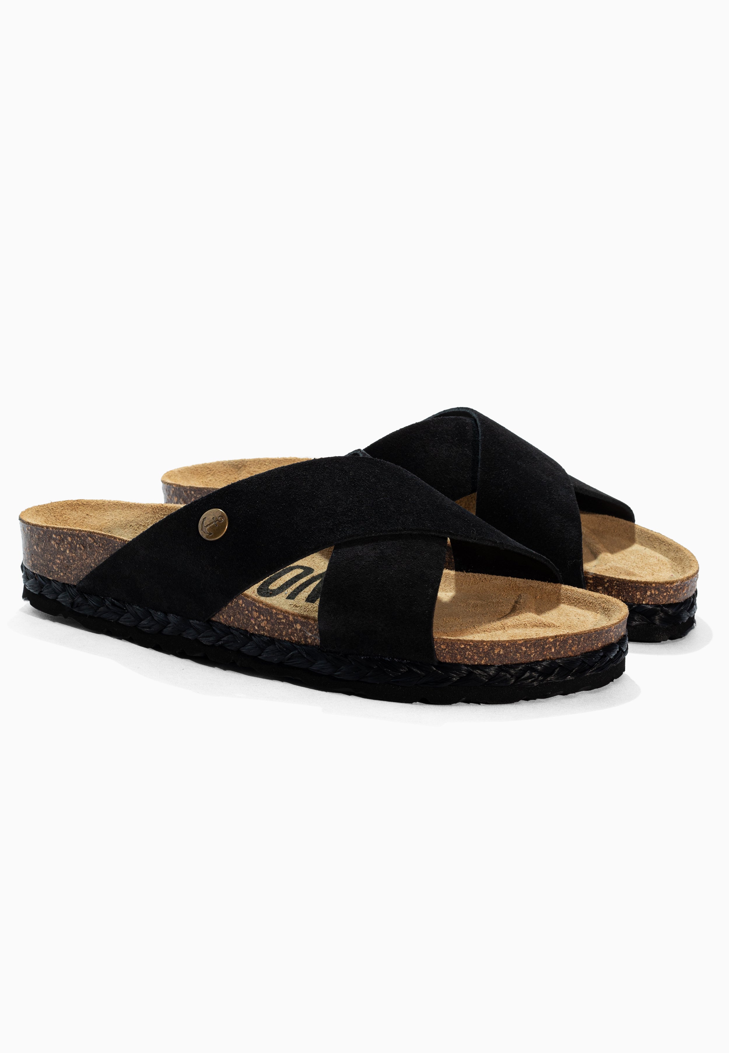 Burgos Black Suede Leather Sandals