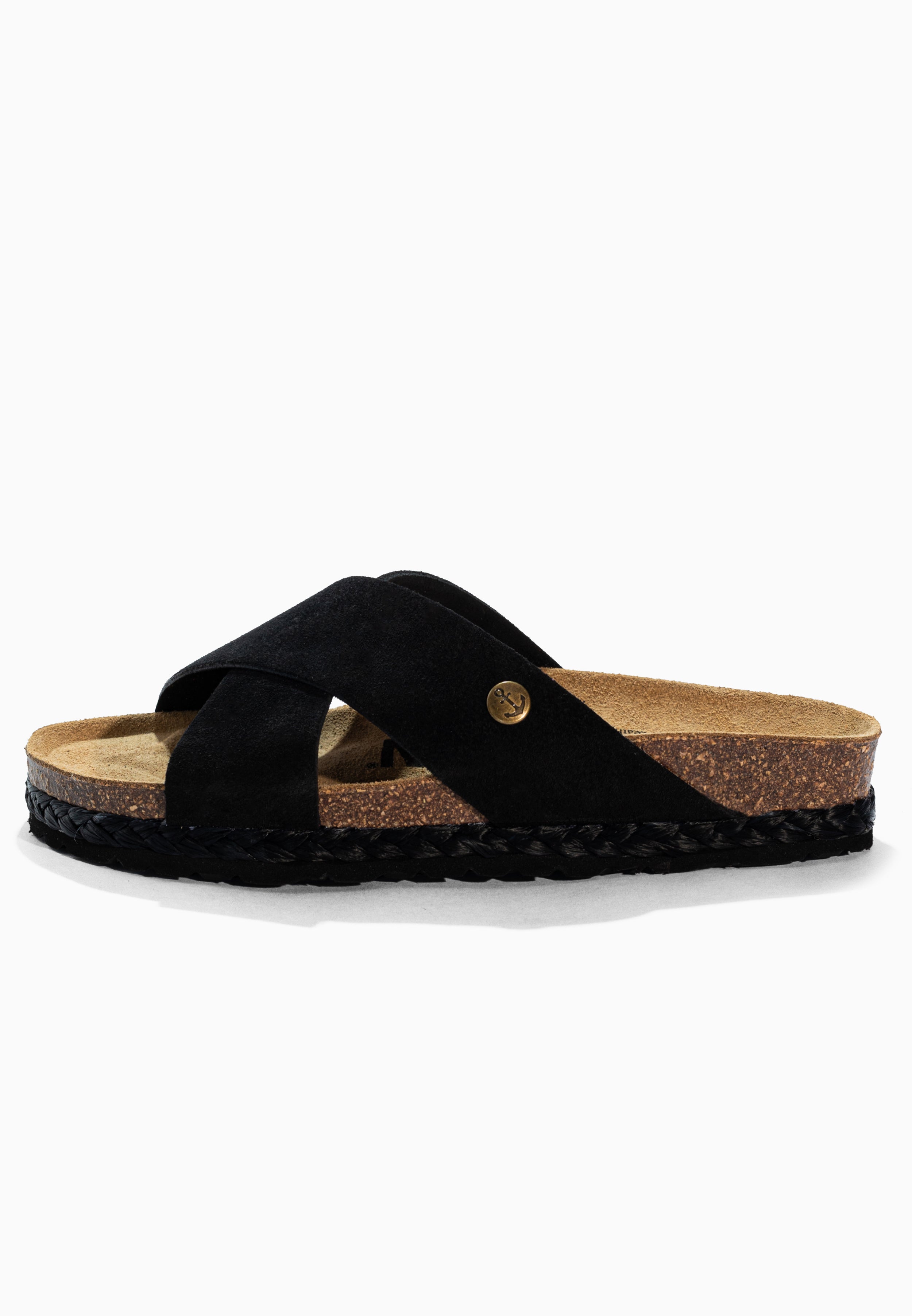 Burgos Black Suede Leather Sandals