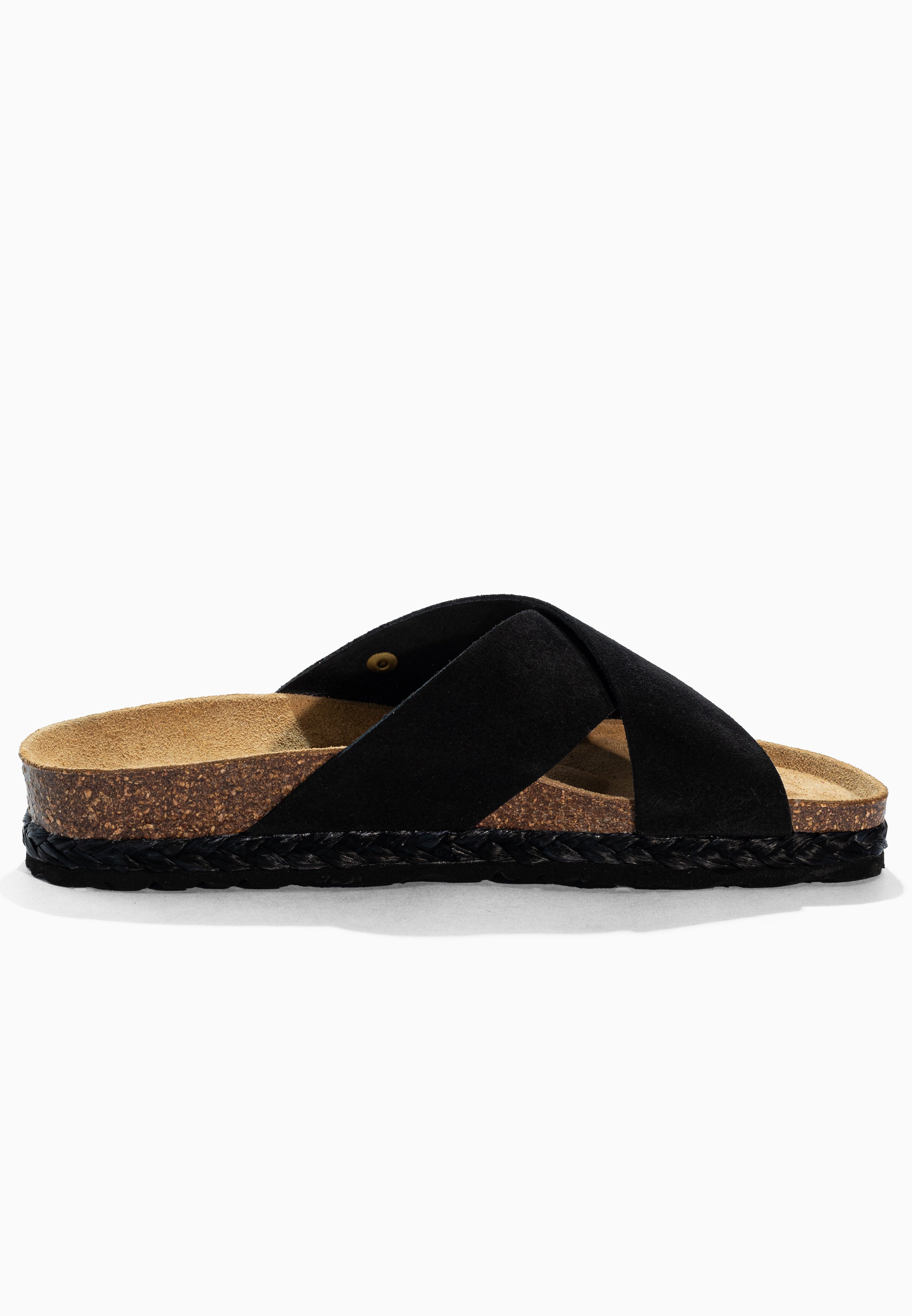 Burgos Black Suede Leather Sandals