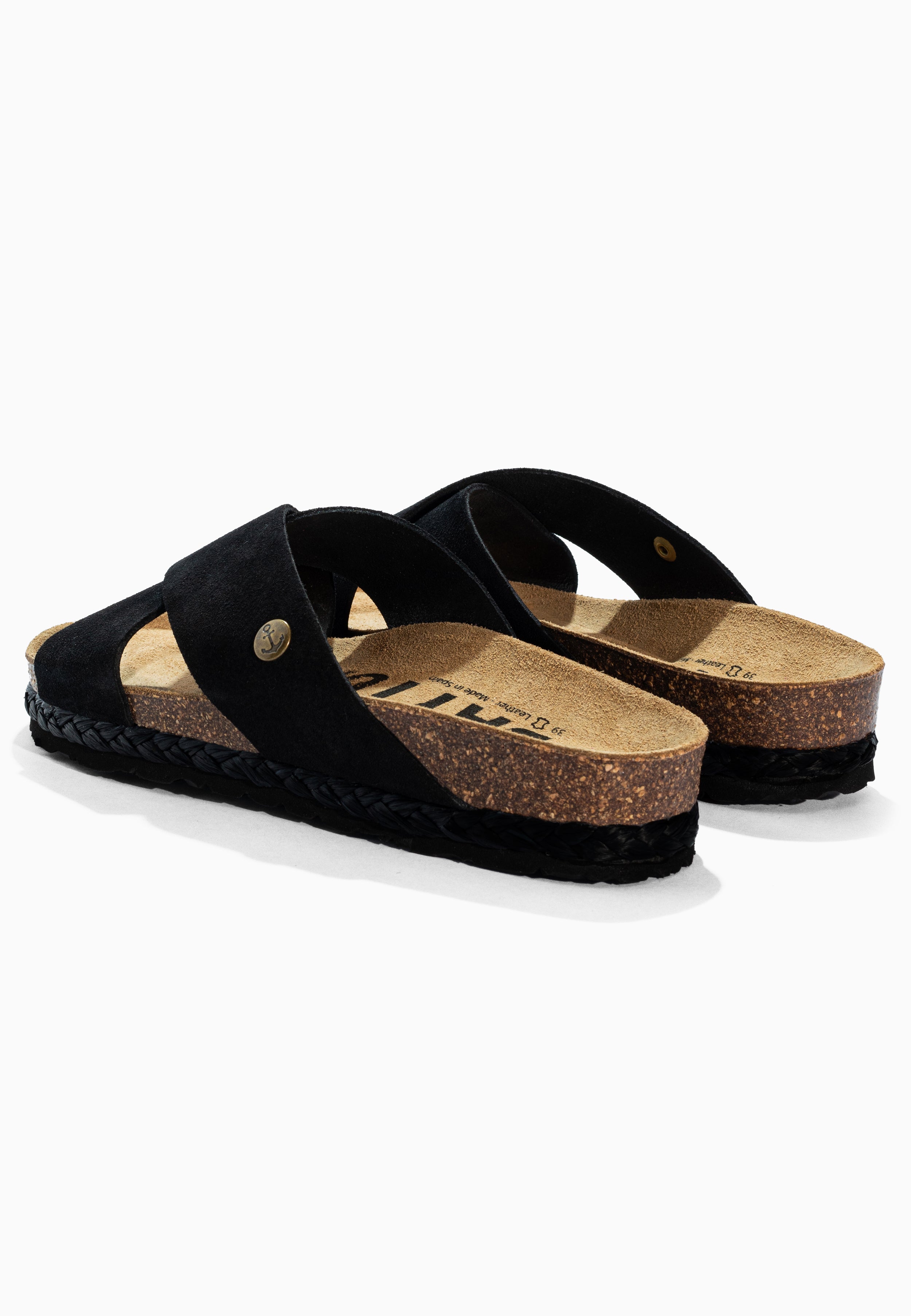 Burgos Black Suede Leather Sandals