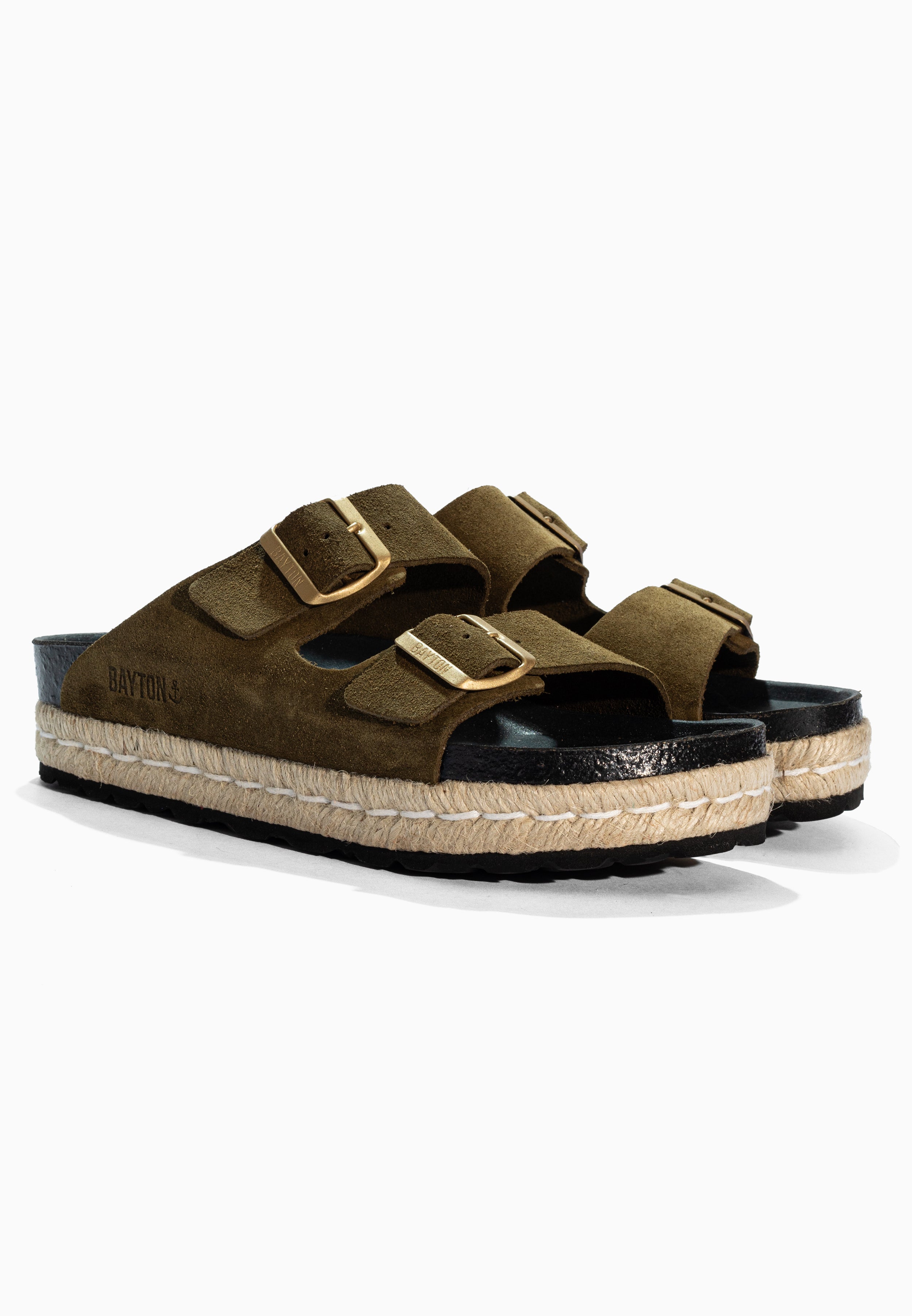 Alcee Khaki Suede Leather Sandals