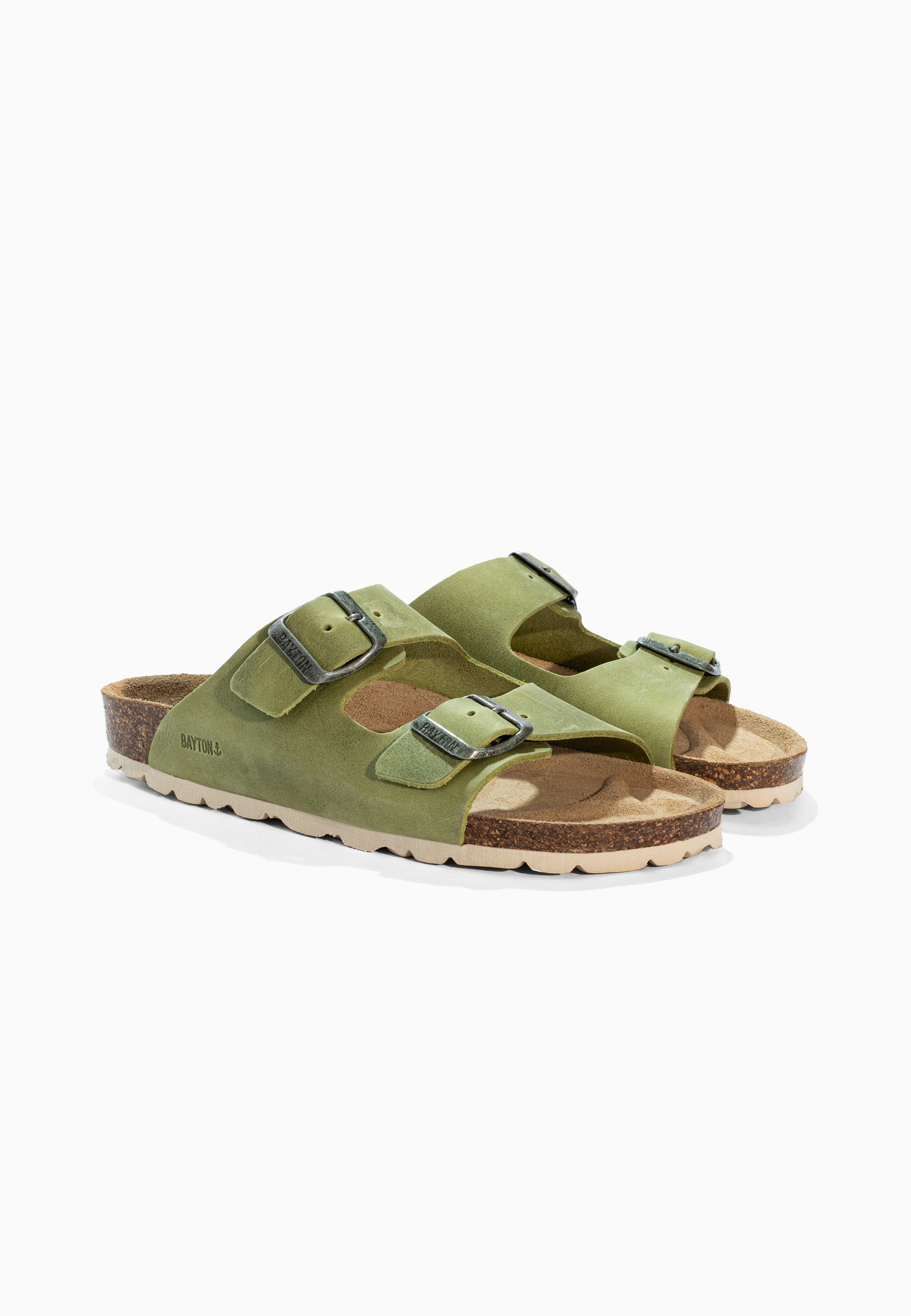 Atlas Green Leather Sandals