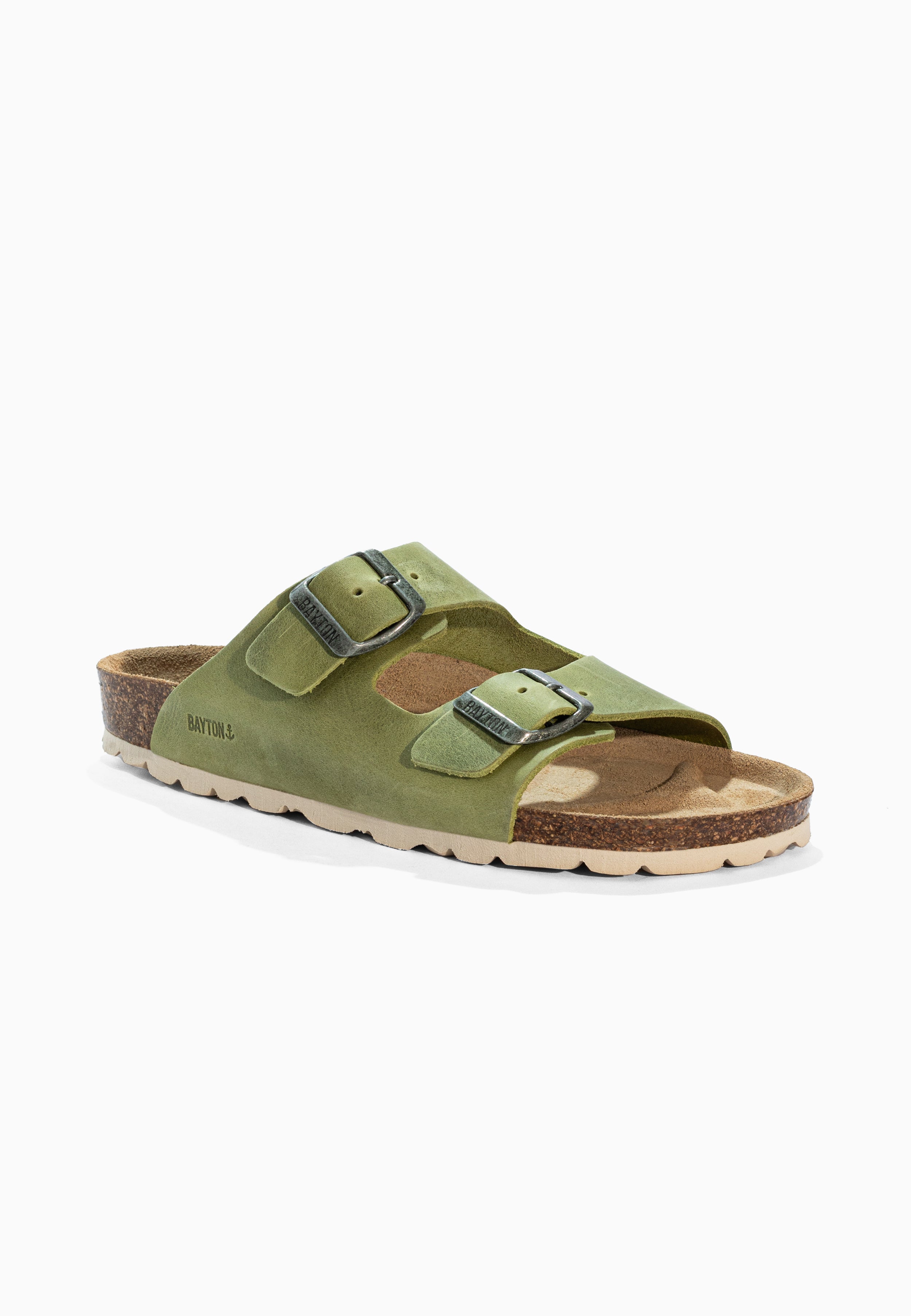 Atlas Green Leather Sandals