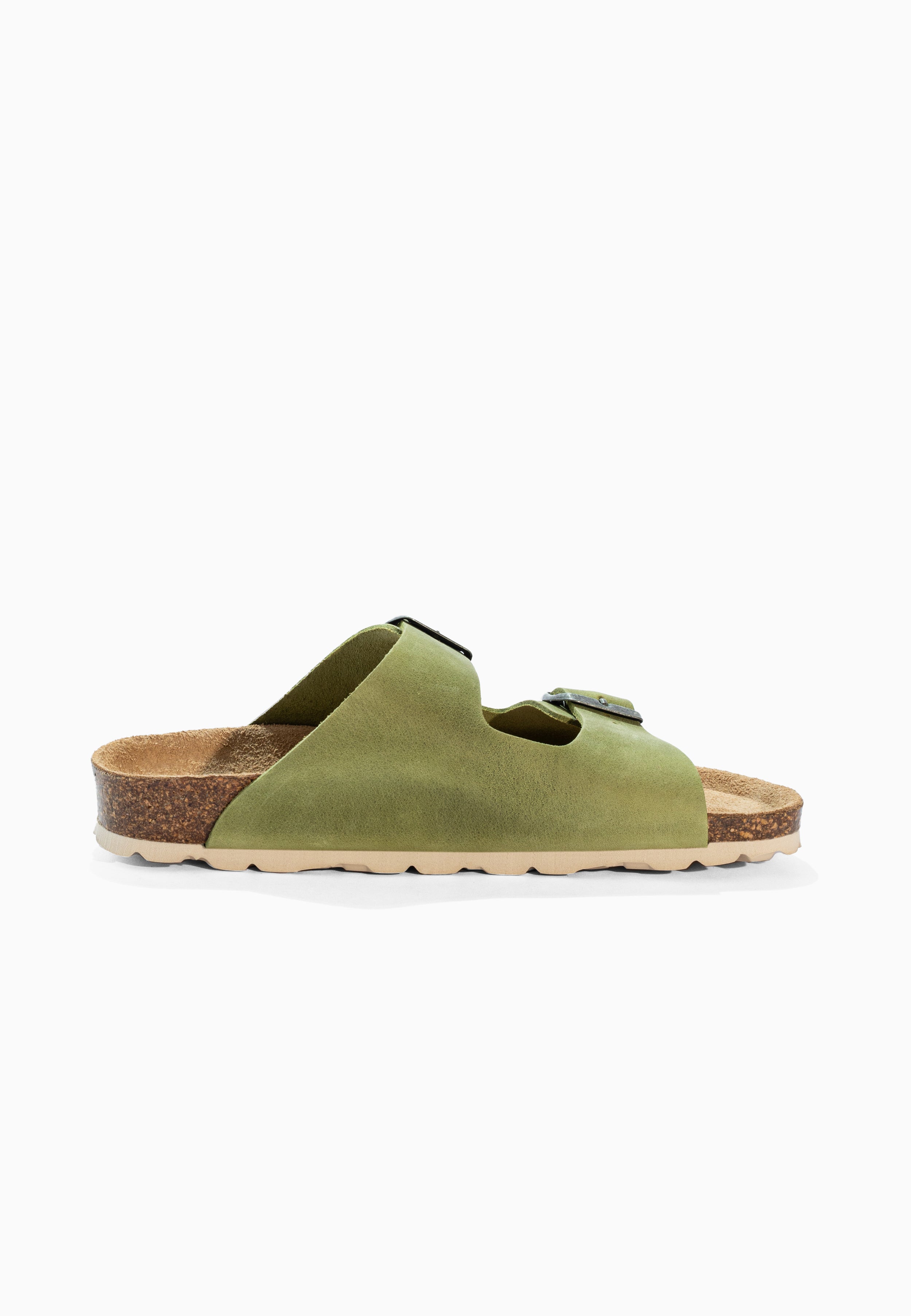 Atlas Green Leather Sandals