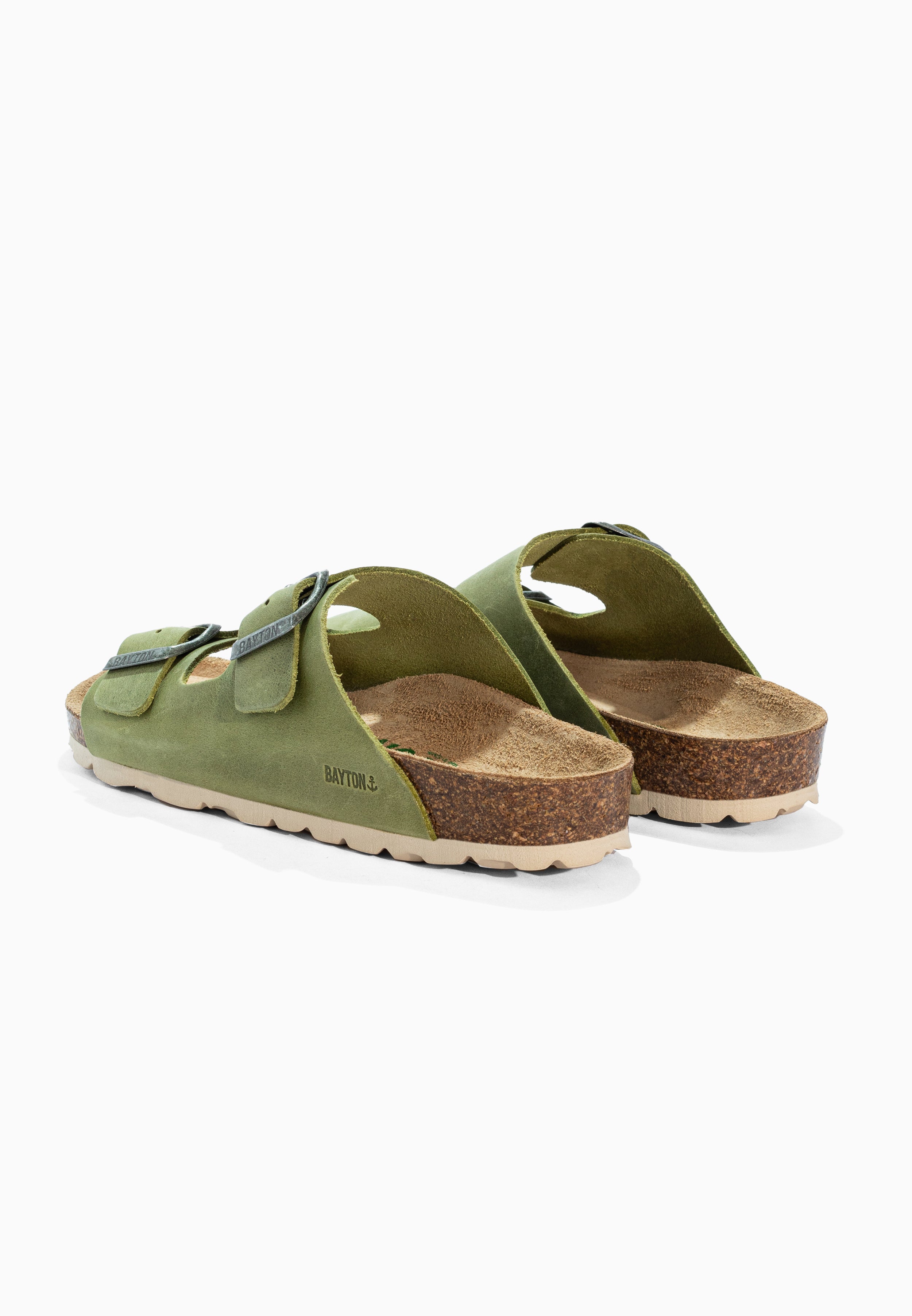 Atlas Green Leather Sandals