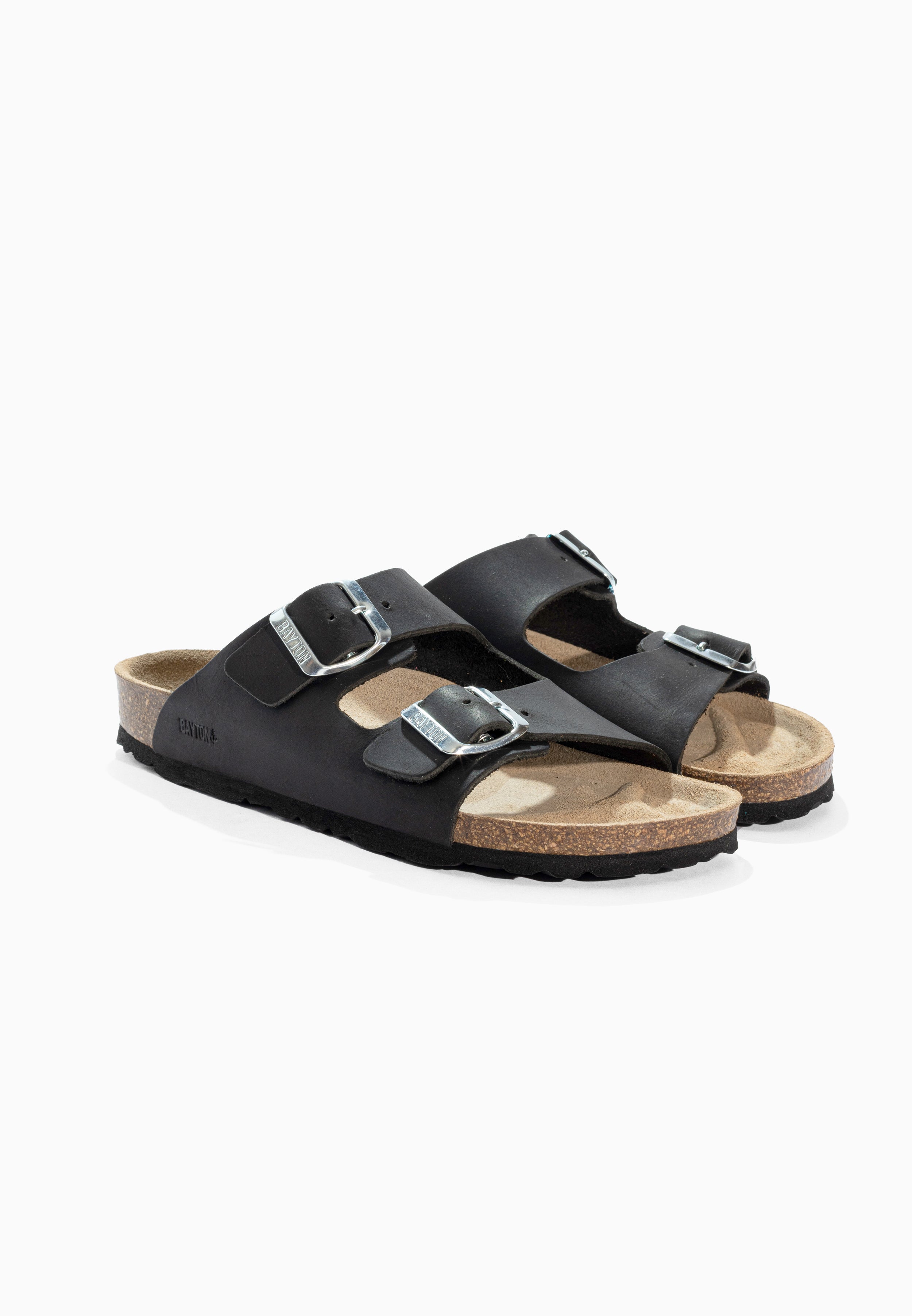 Atlas Black Leather Sandals