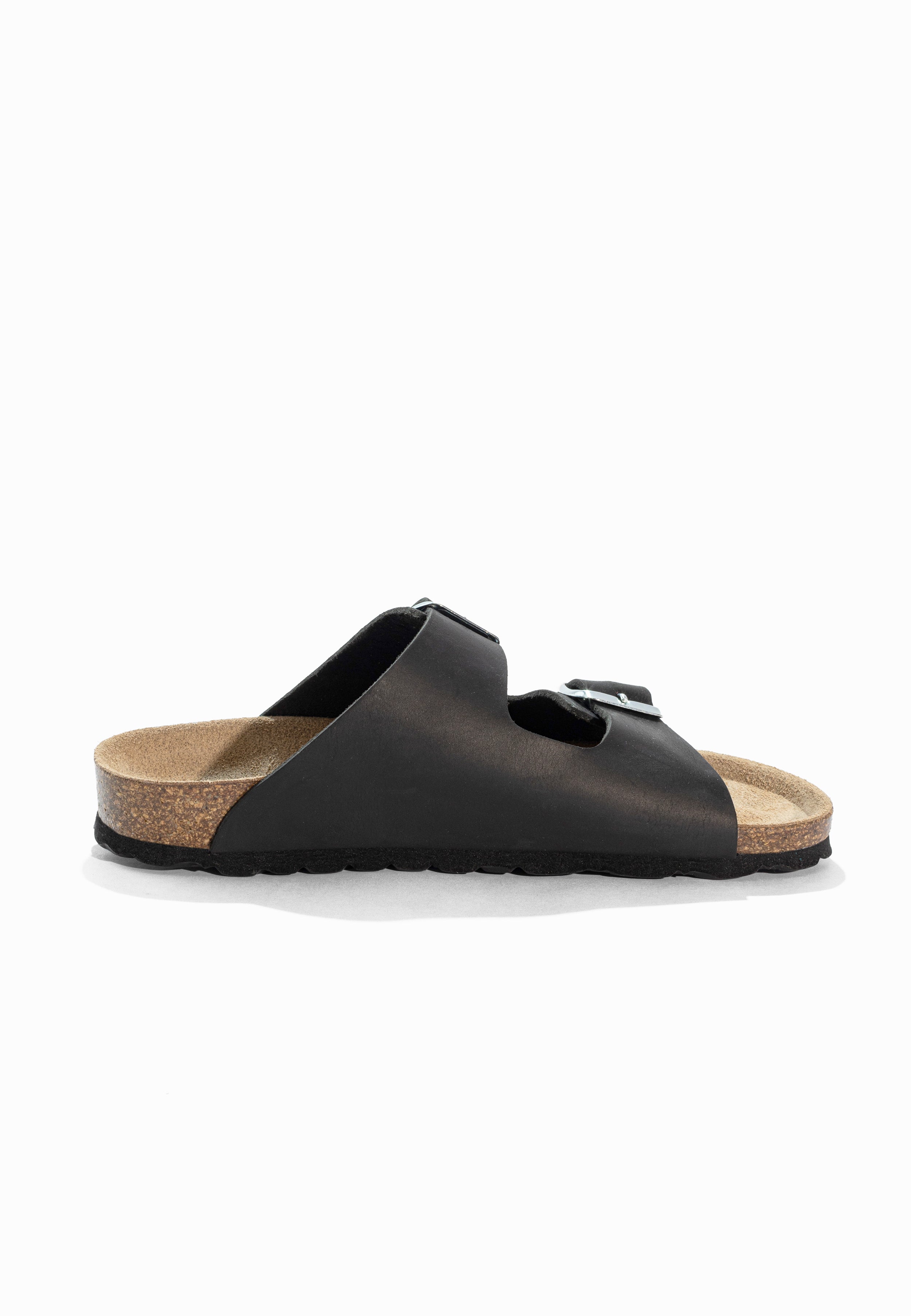 Atlas Black Leather Sandals