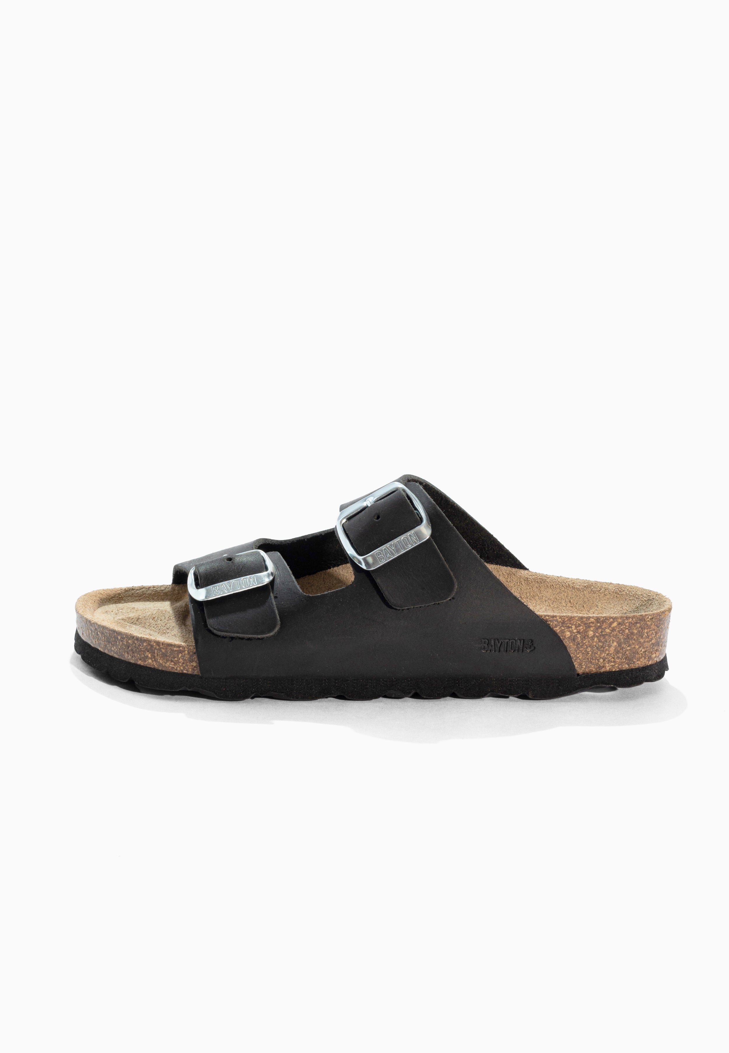 Atlas Black Leather Sandals