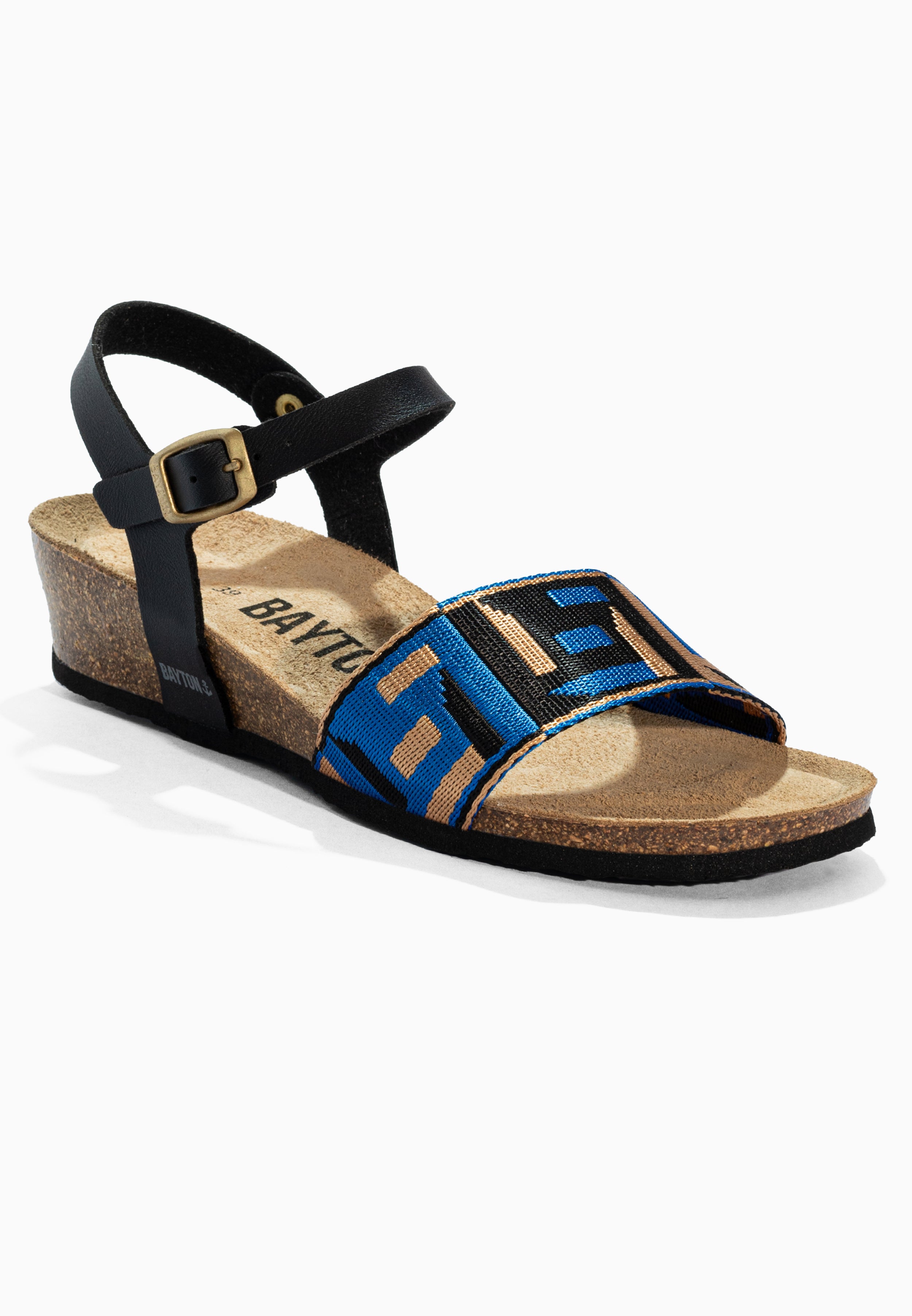 Legane Blue and Black and Gold Sandals