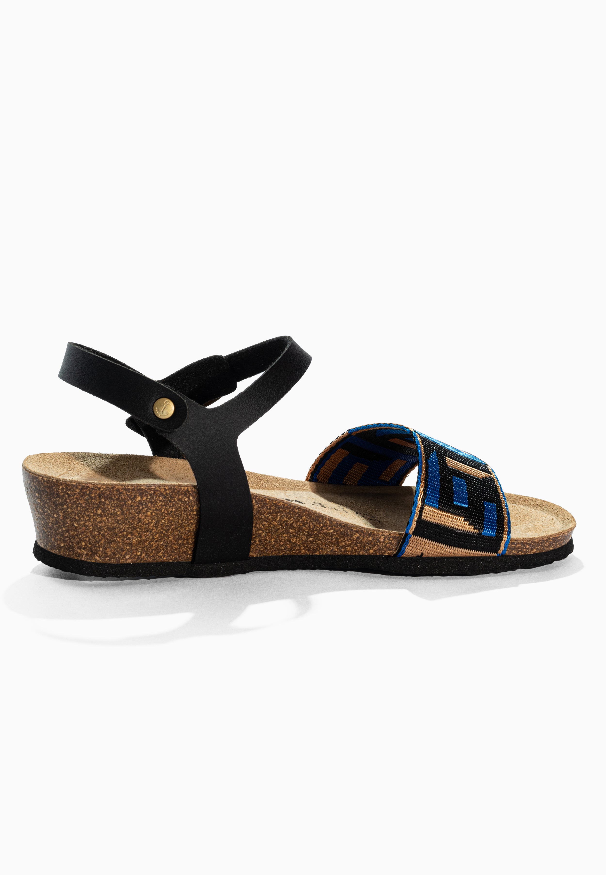 Legane Blue and Black and Gold Sandals