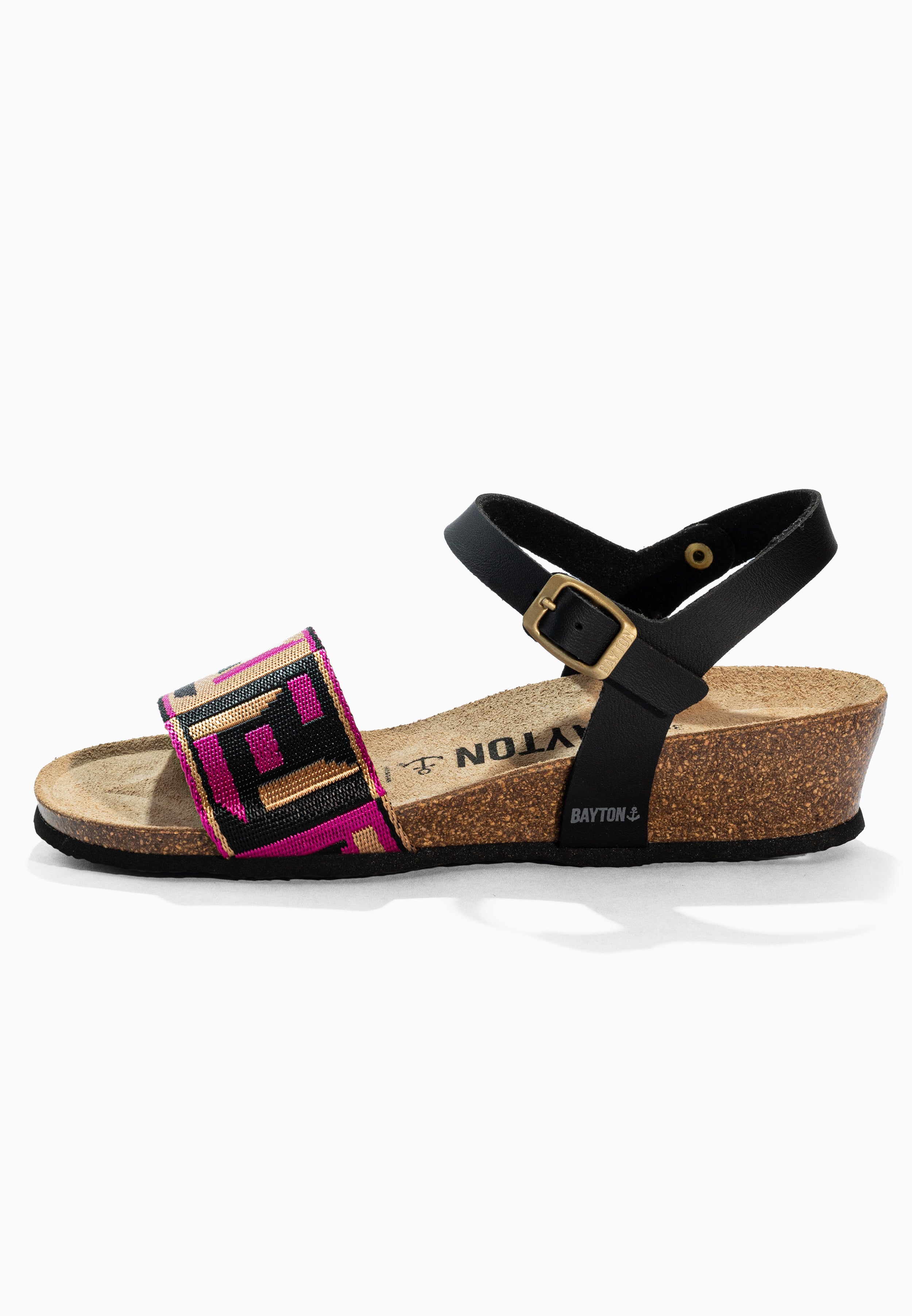 Legane Pink and Black and Gold Sandals