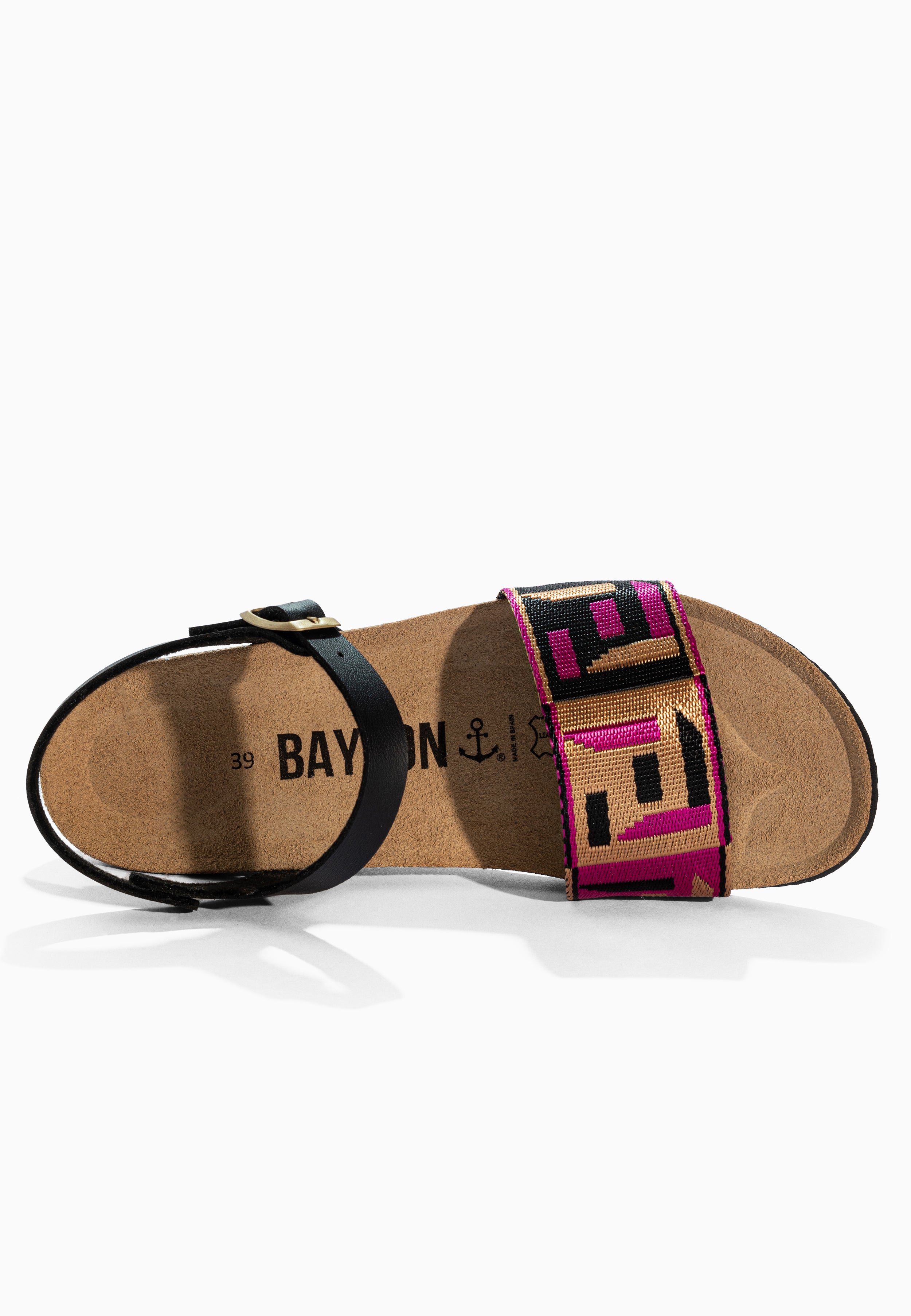 Legane Pink and Black and Gold Sandals