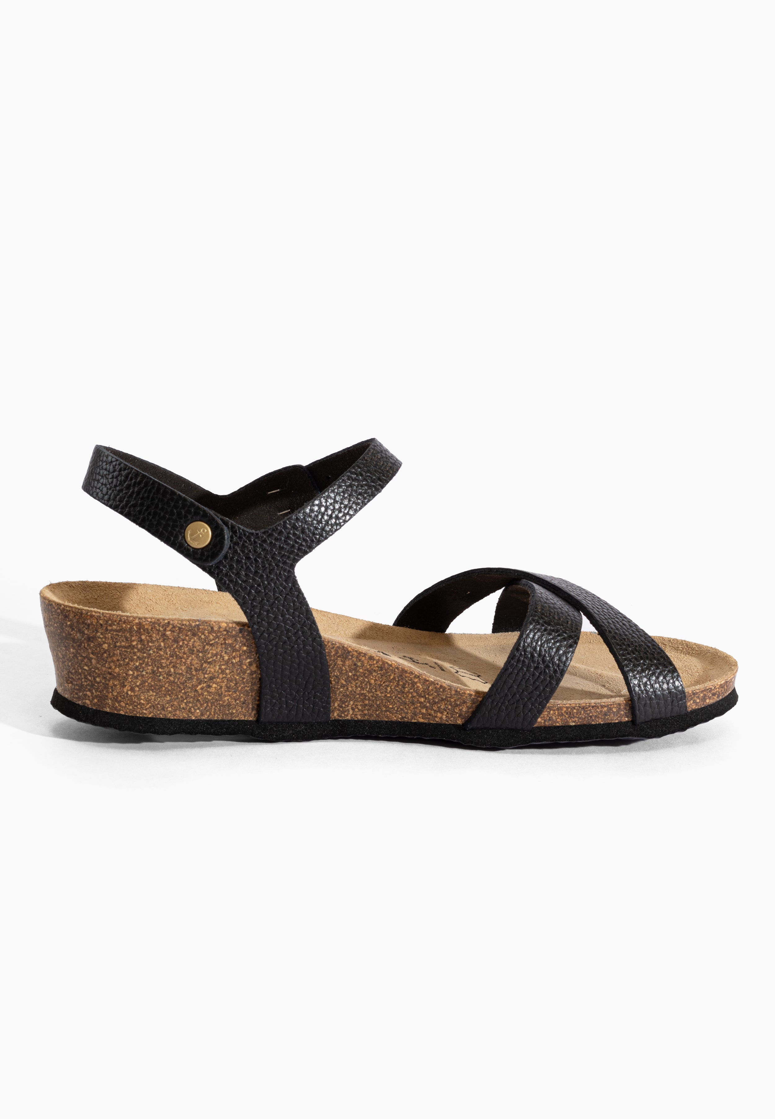 Canberra Black Leather Sandals