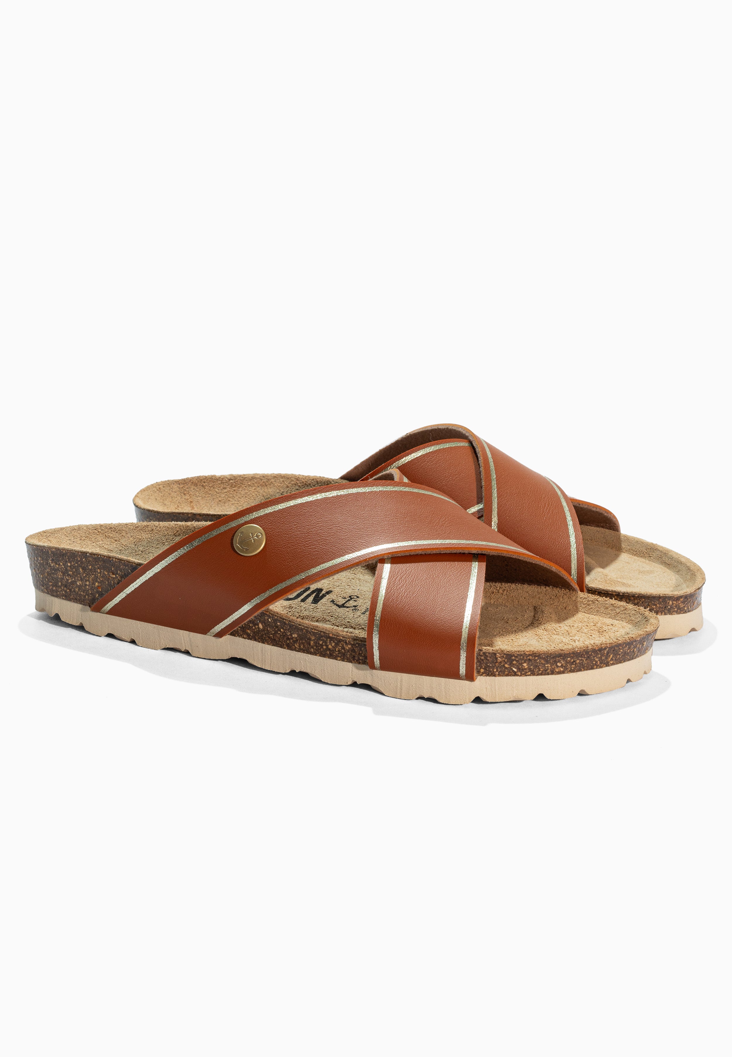 Elche Brown and Gold Sandals