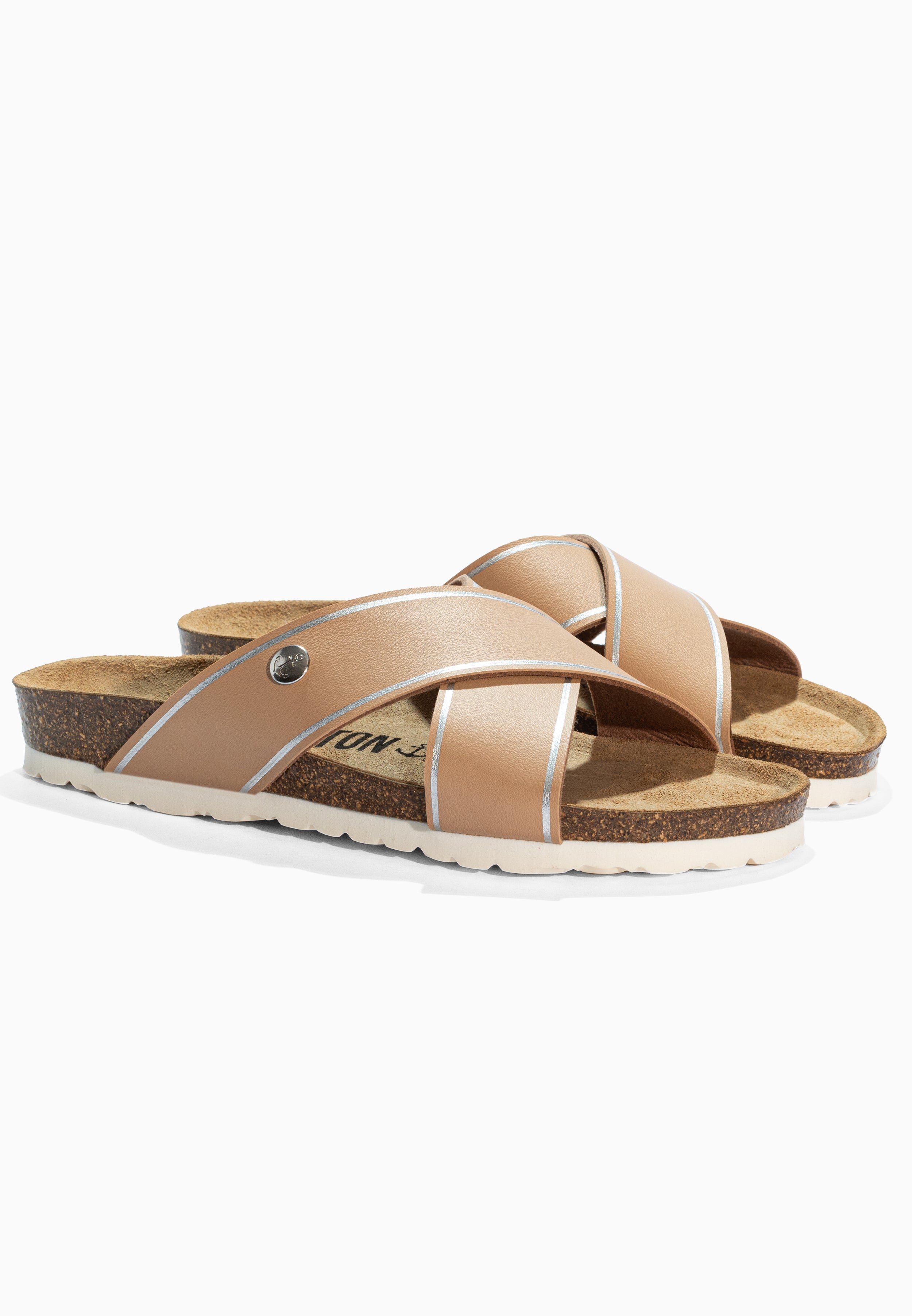 Elche Beige and Silver Sandals