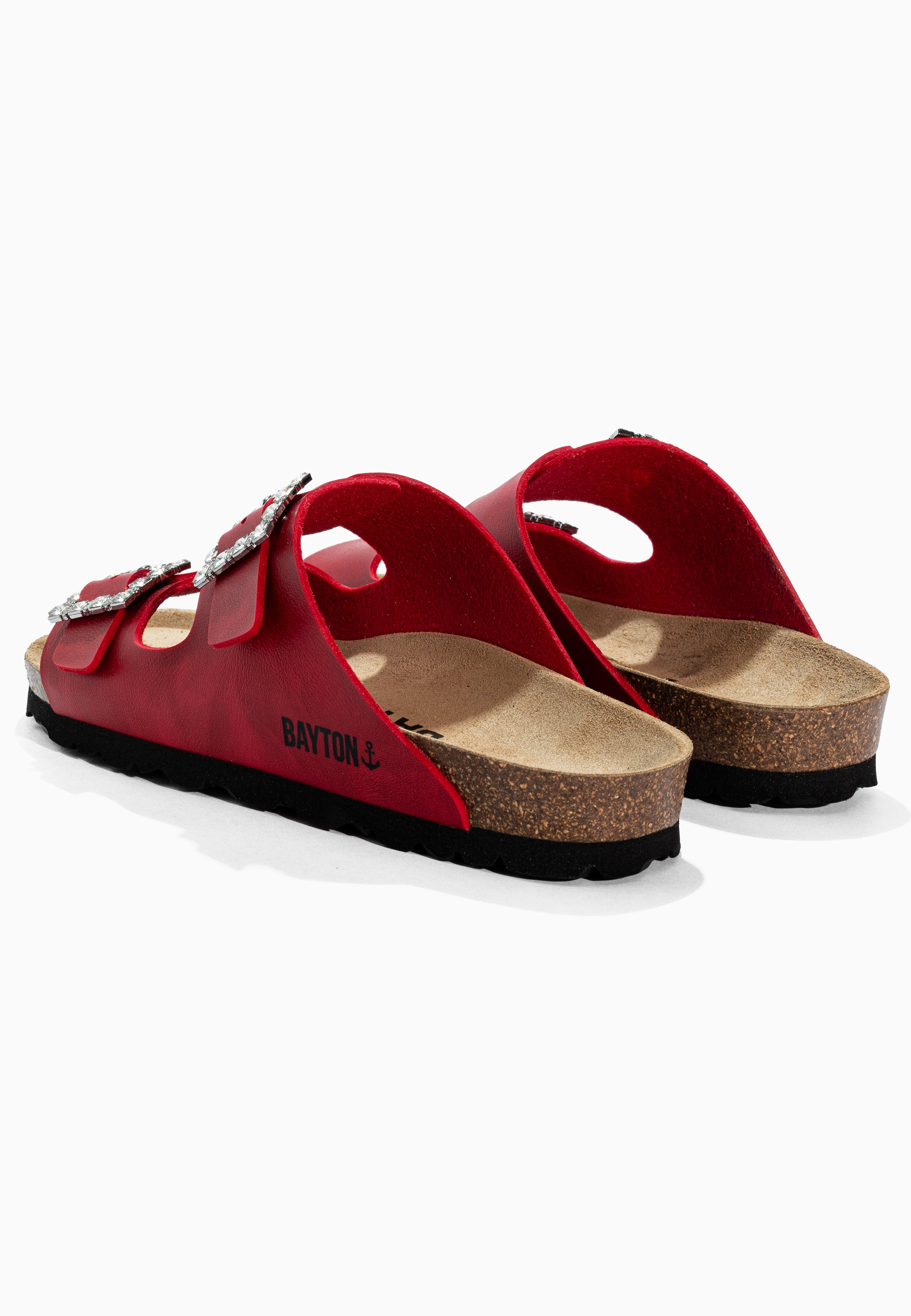 Red Atlas Rhinestone Sandals