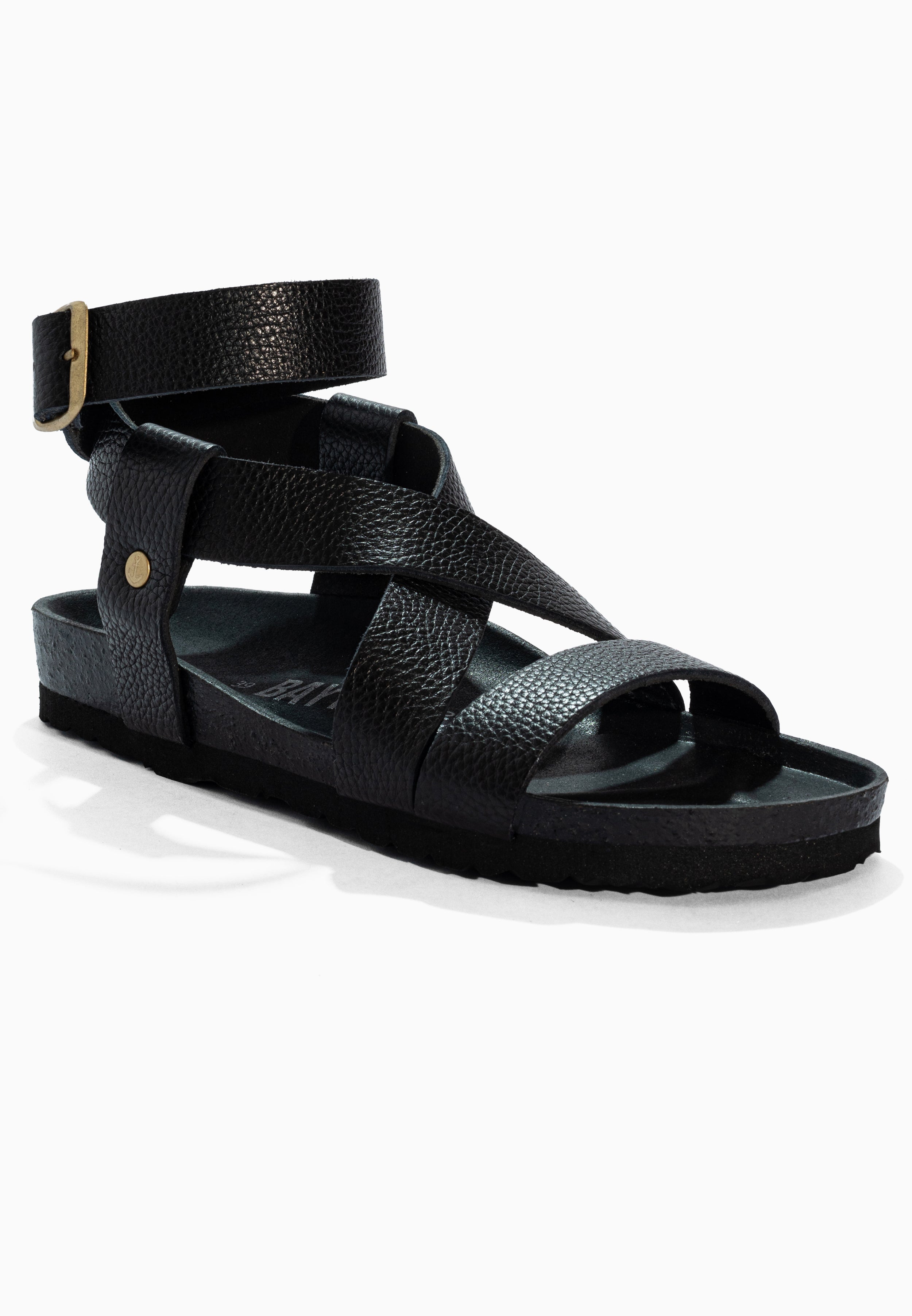 Mykonos Black Leather Sandals