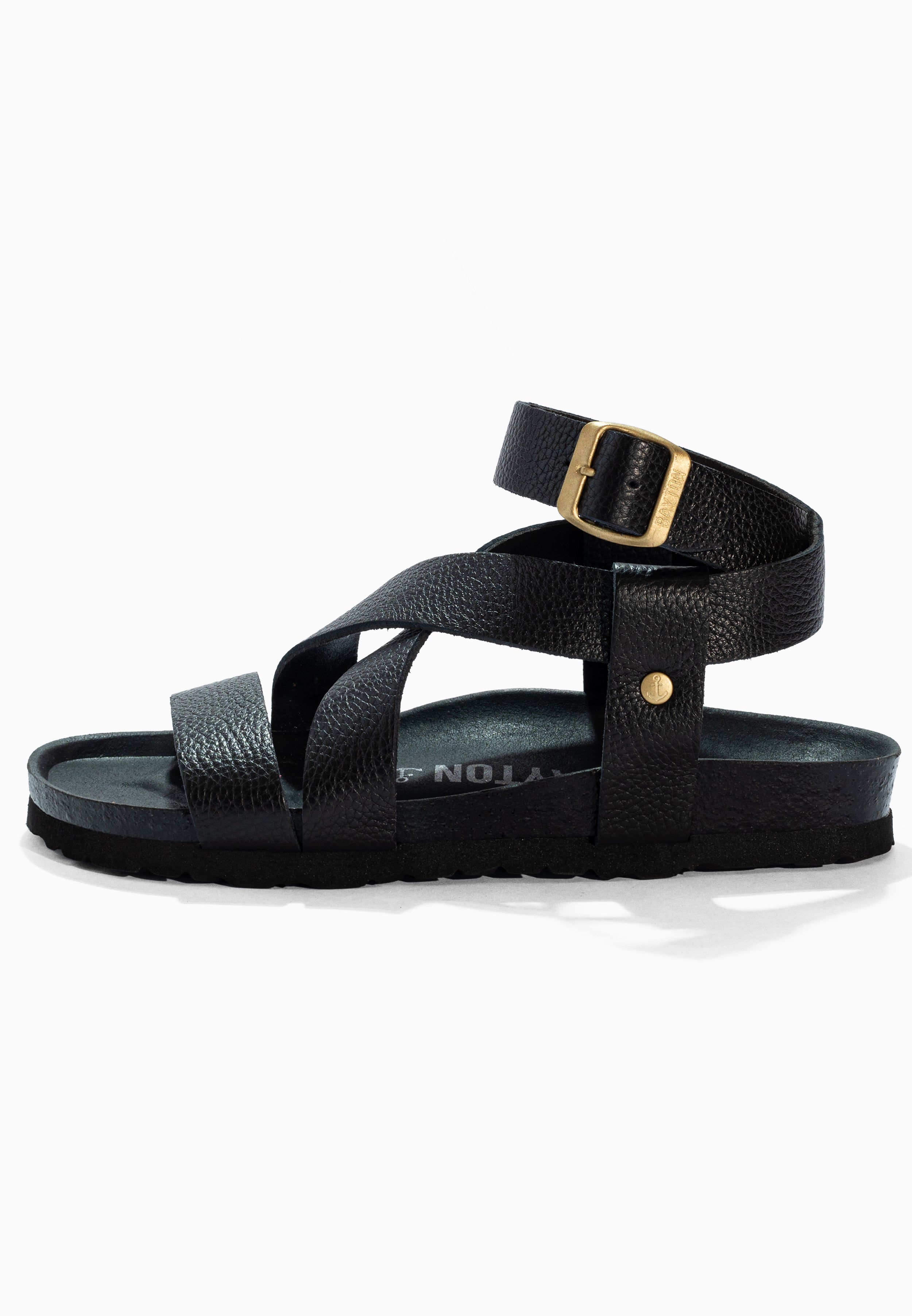 Mykonos Black Leather Sandals