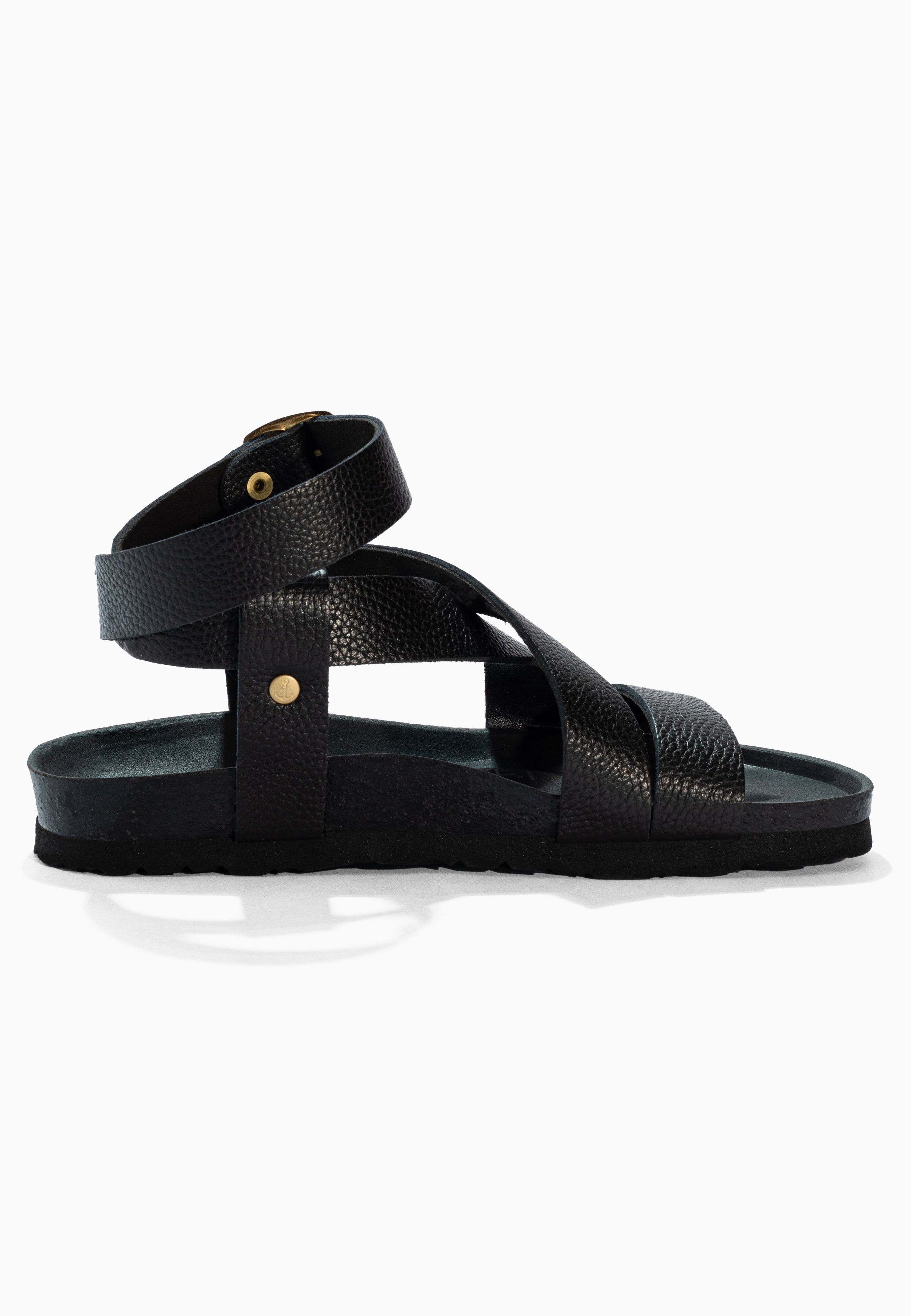 Mykonos Black Leather Sandals