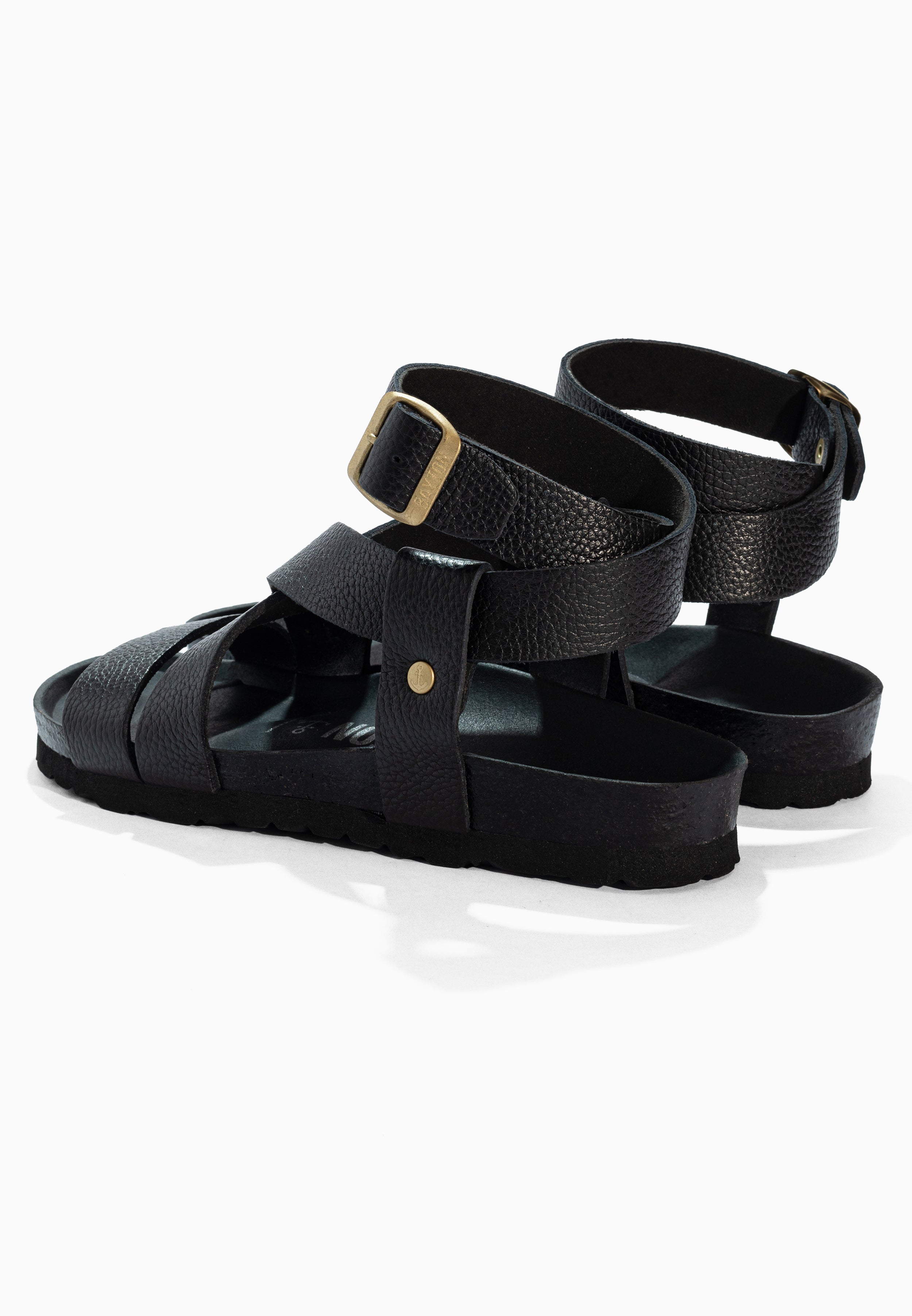 Mykonos Black Leather Sandals