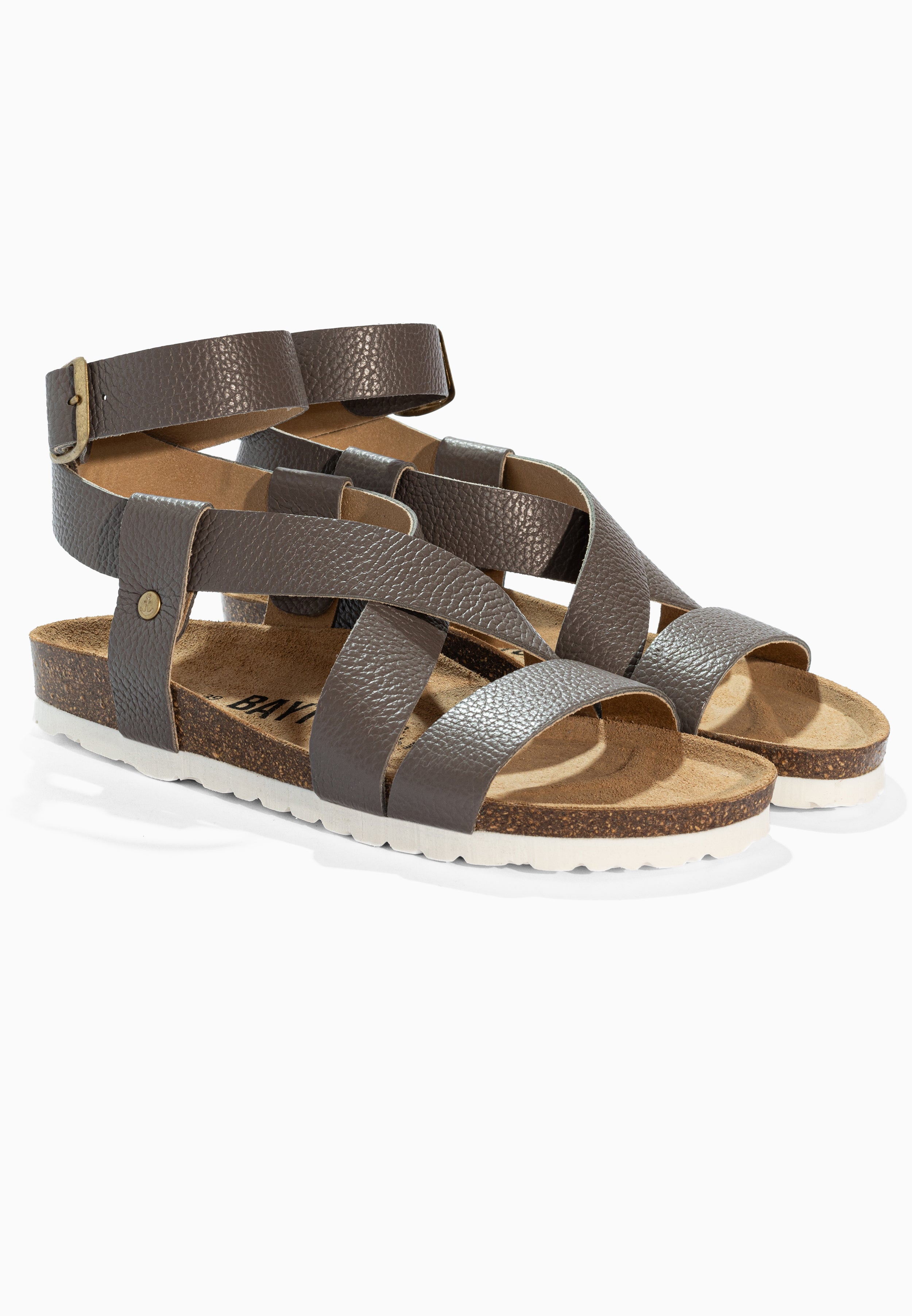 Mykonos Grey Leather Sandals