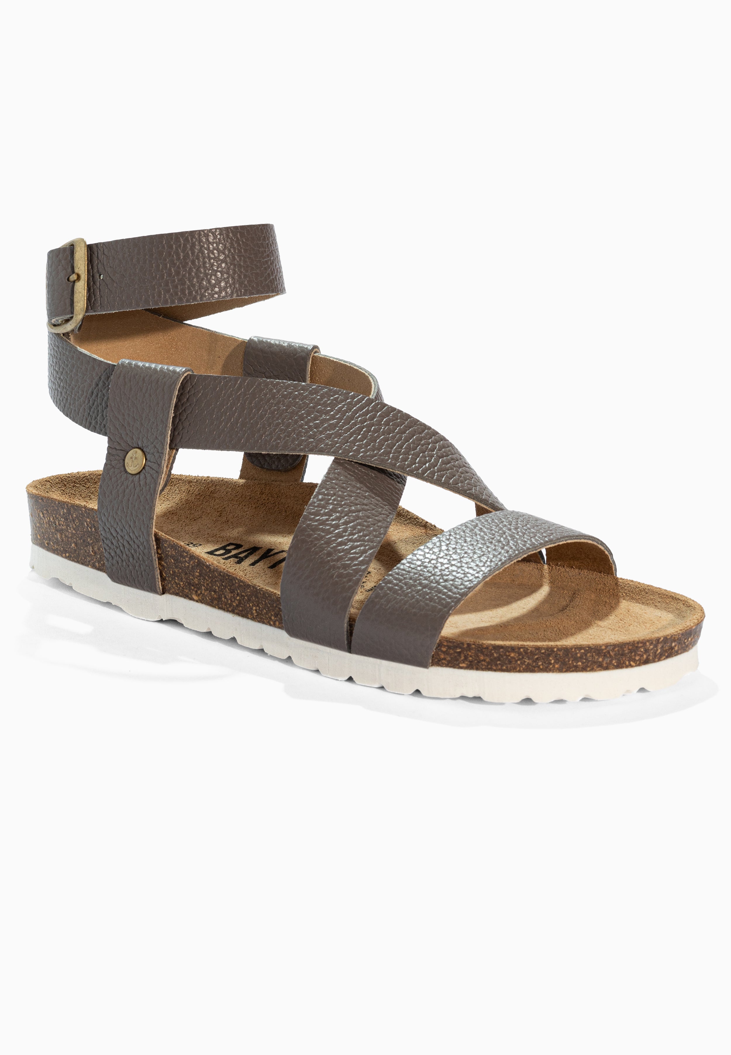 Mykonos Grey Leather Sandals