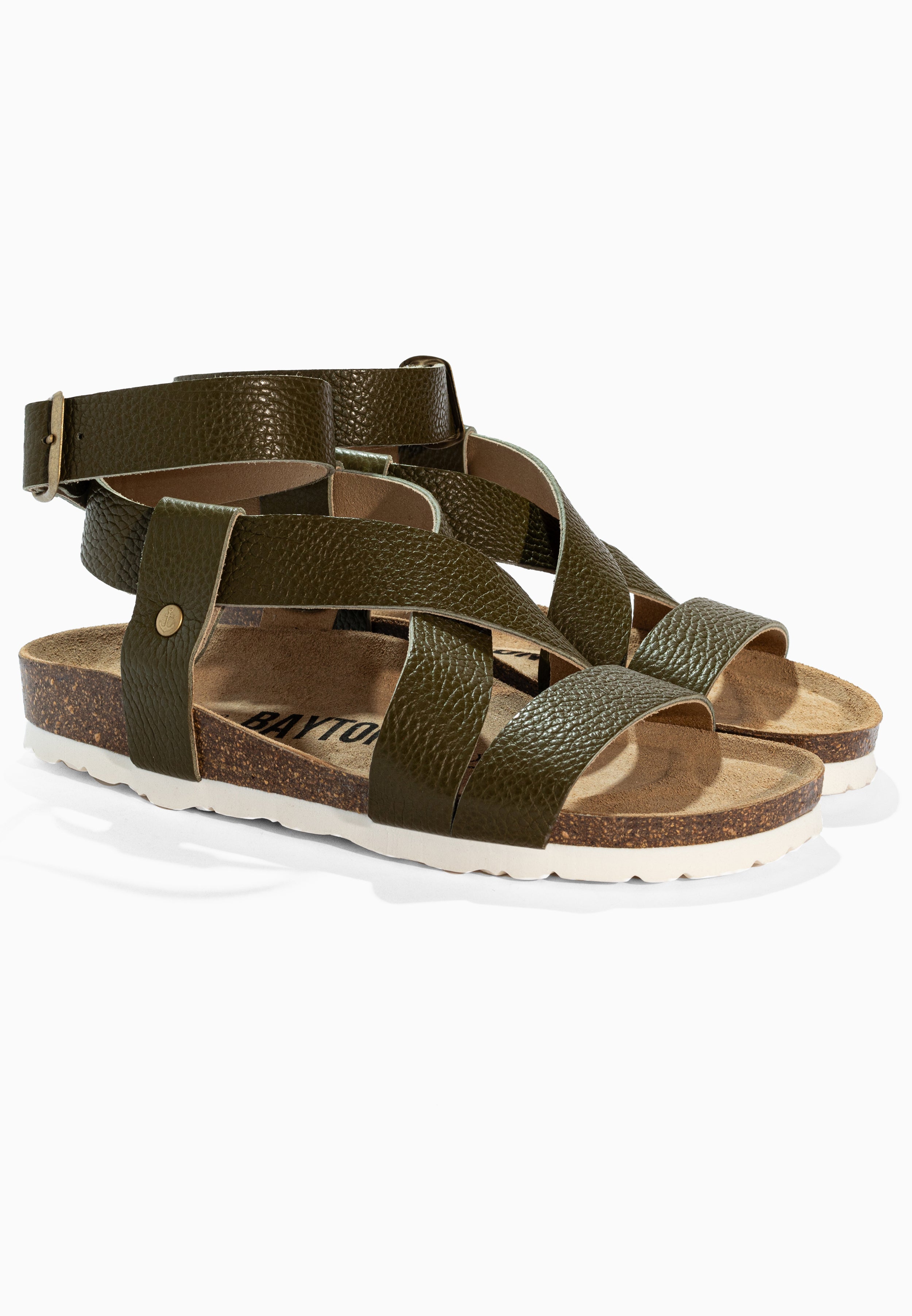 Mykonos Khaki Leather Sandals