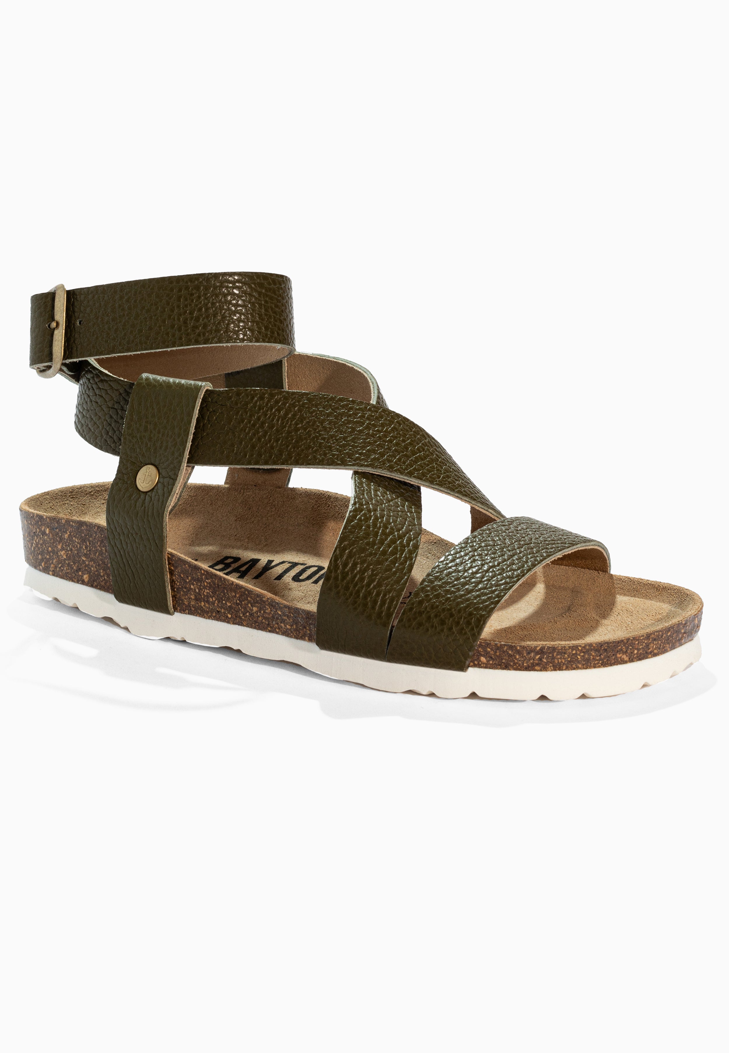 Mykonos Khaki Leather Sandals