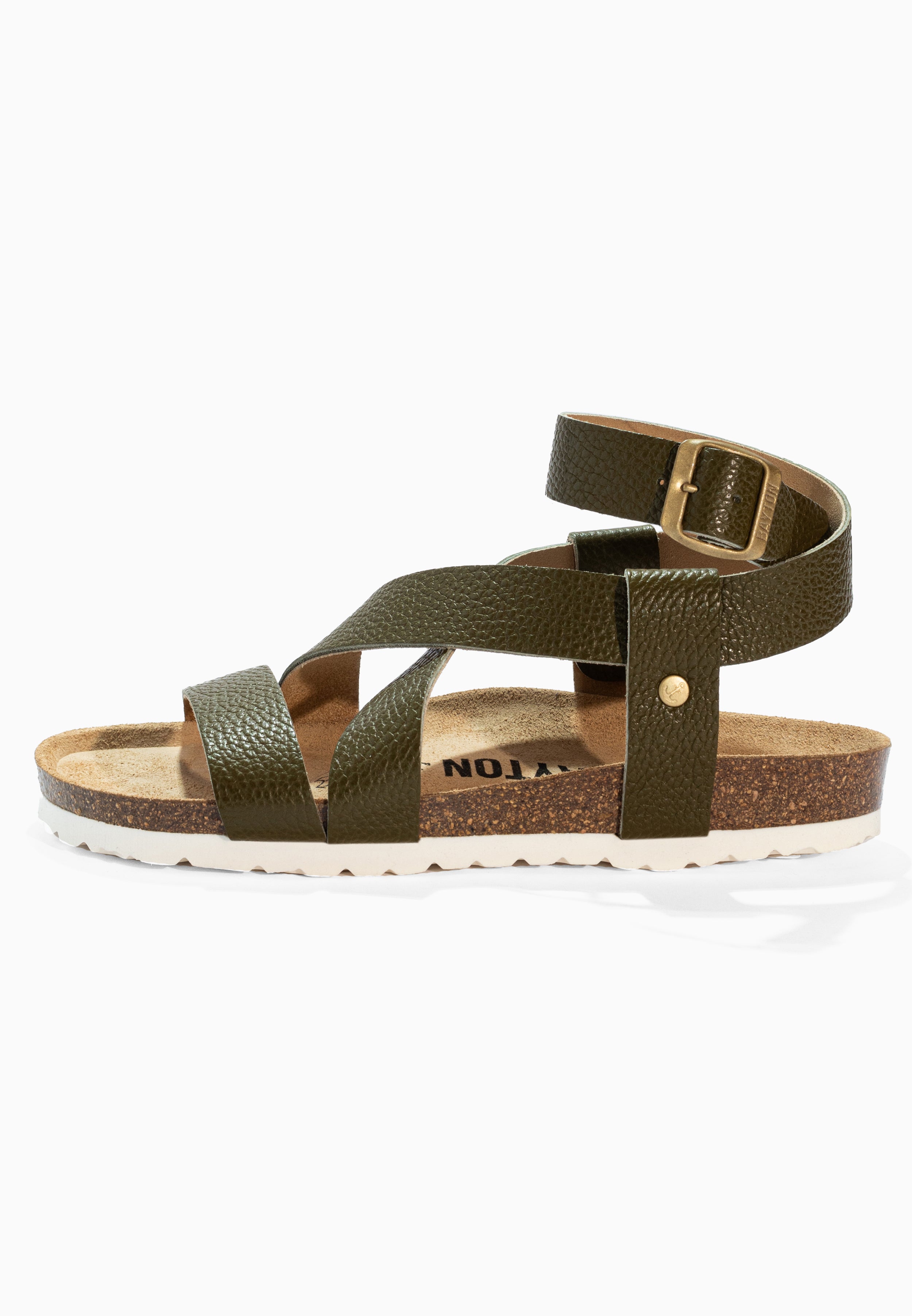 Mykonos Khaki Leather Sandals