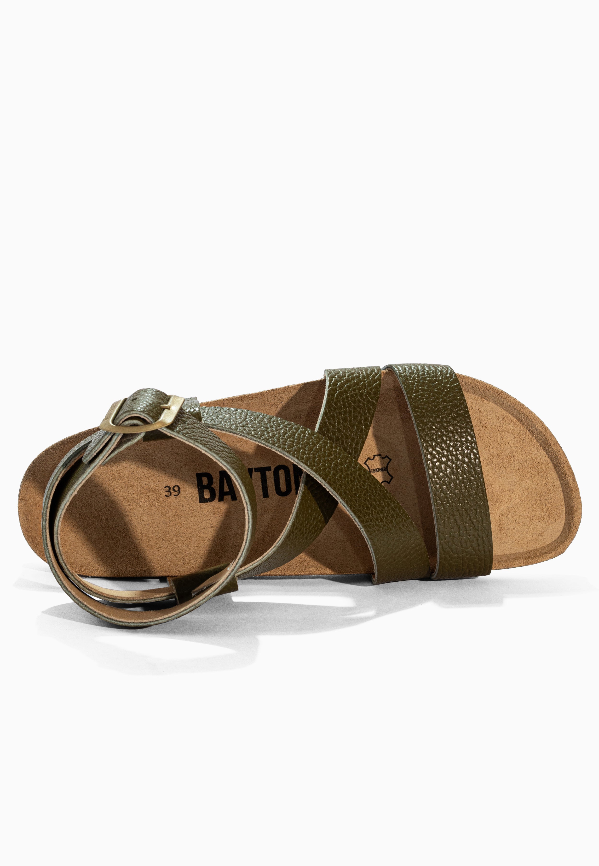 Mykonos Khaki Leather Sandals