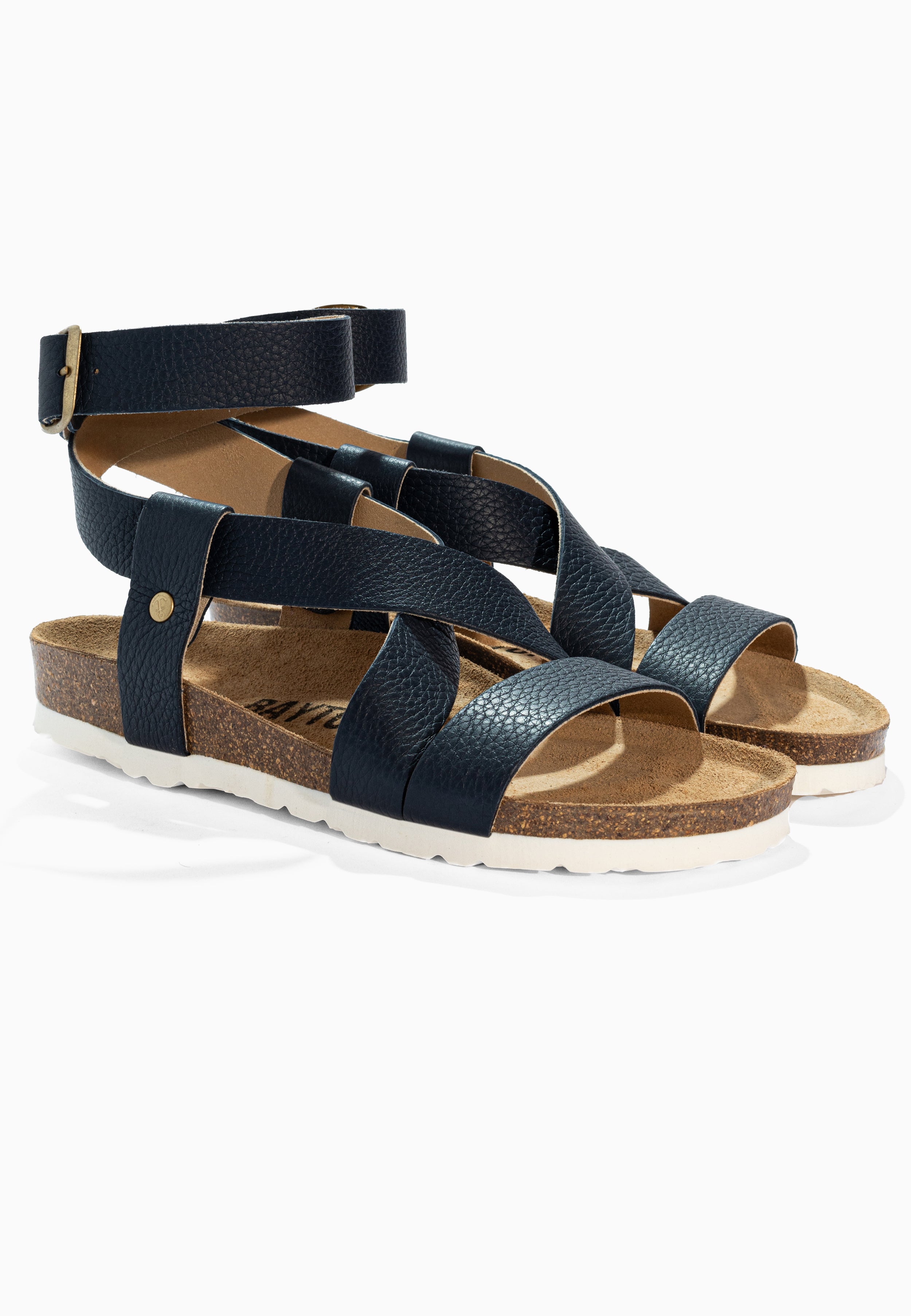 Mykonos Navy Blue Leather Sandals