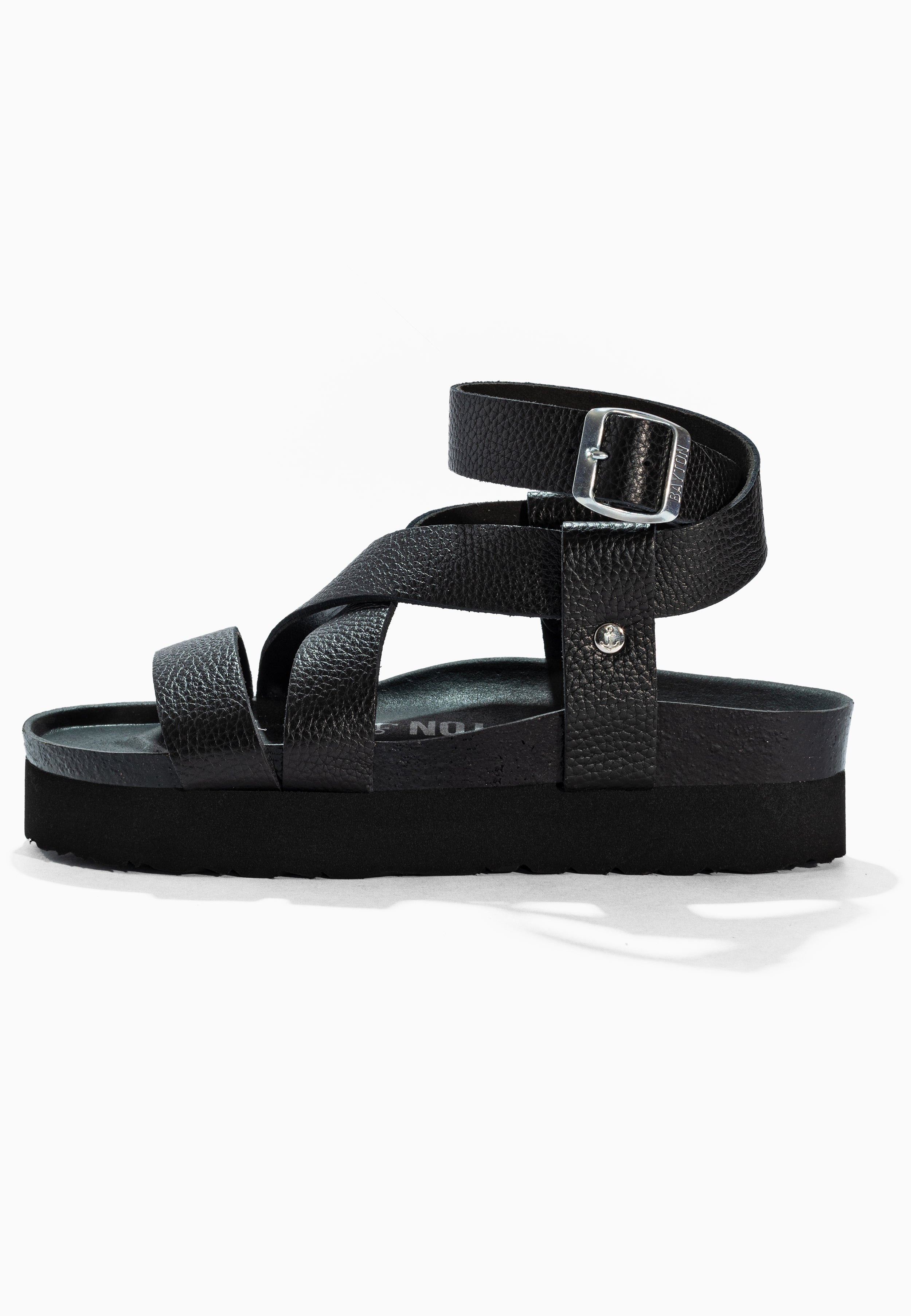 Mykonos Black Leather Sandals