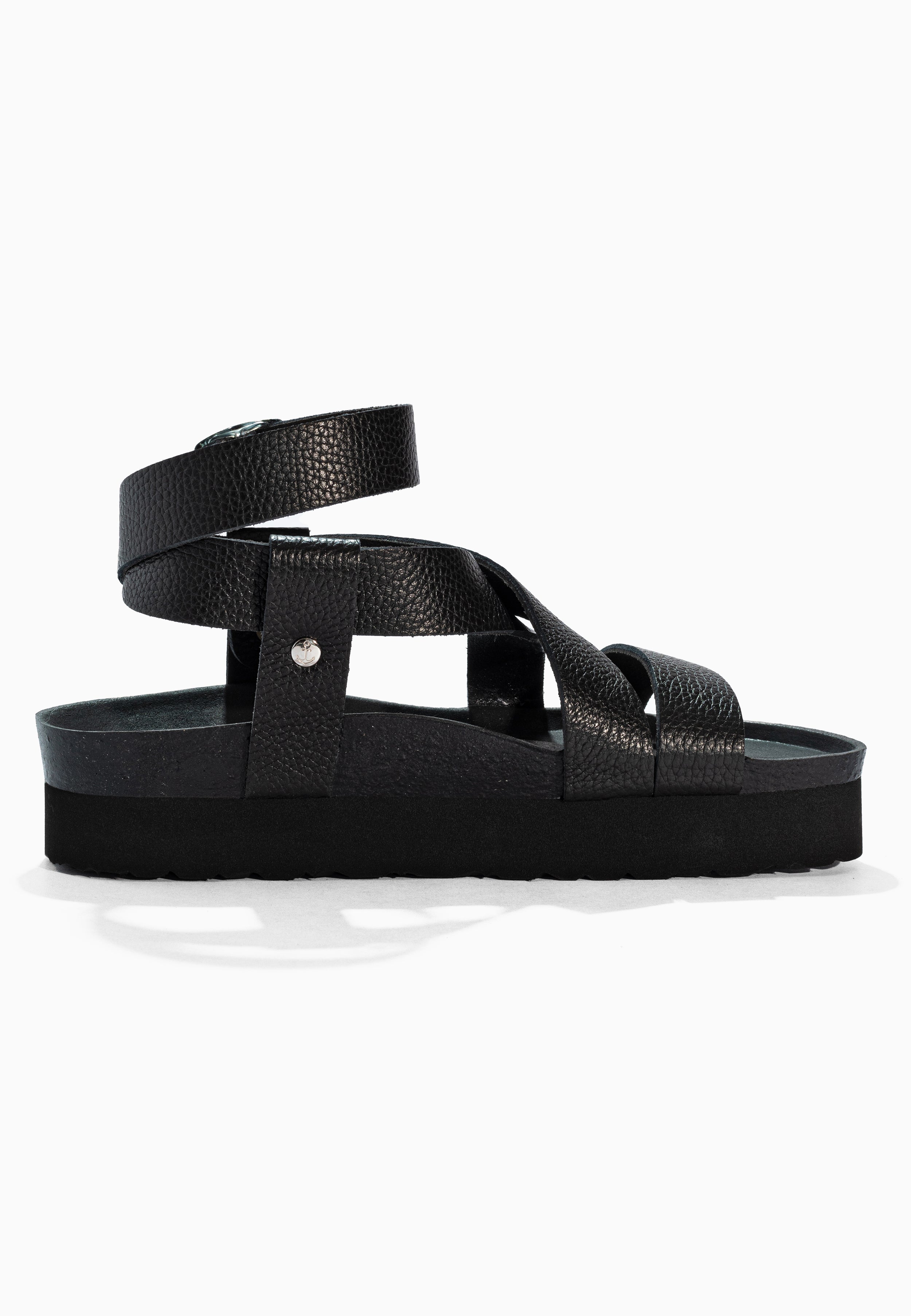 Mykonos Black Leather Sandals