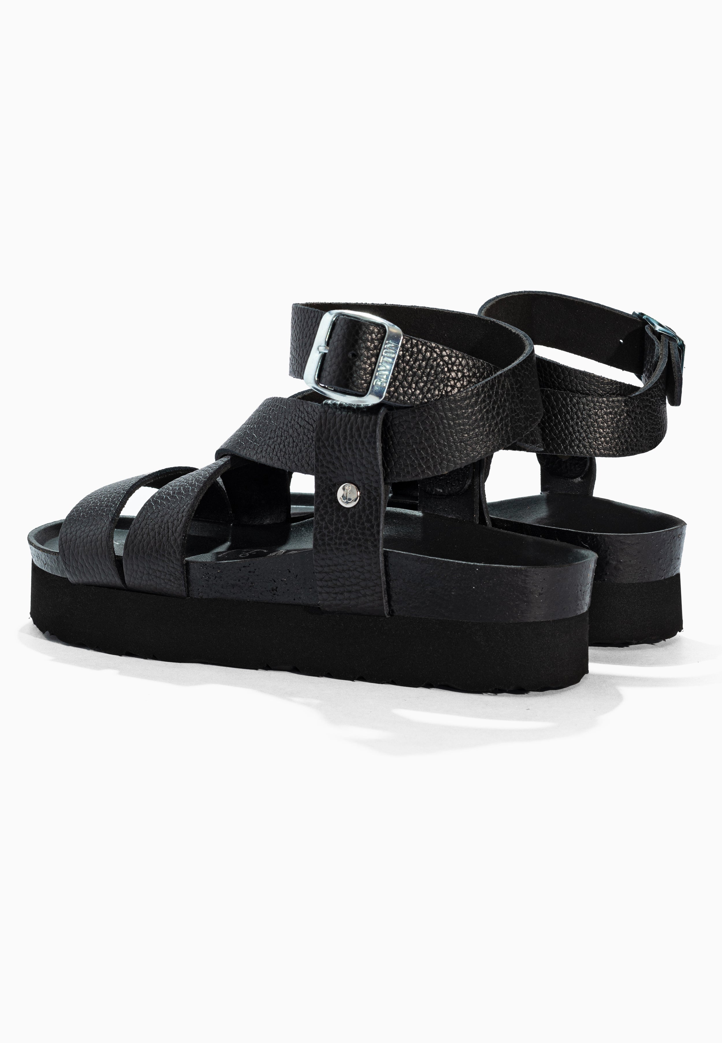 Mykonos Black Leather Sandals