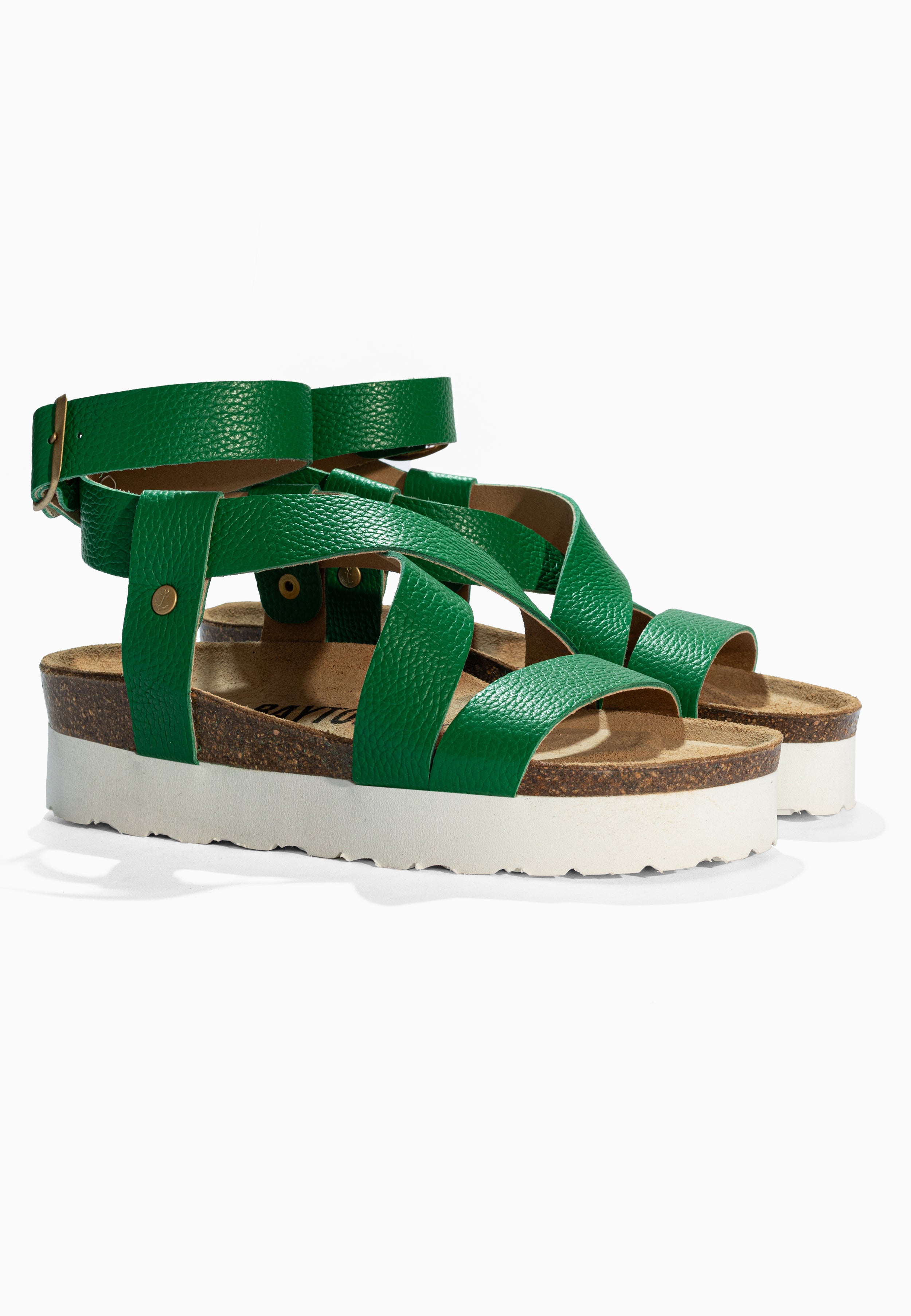 Mykonos Green Leather Sandals