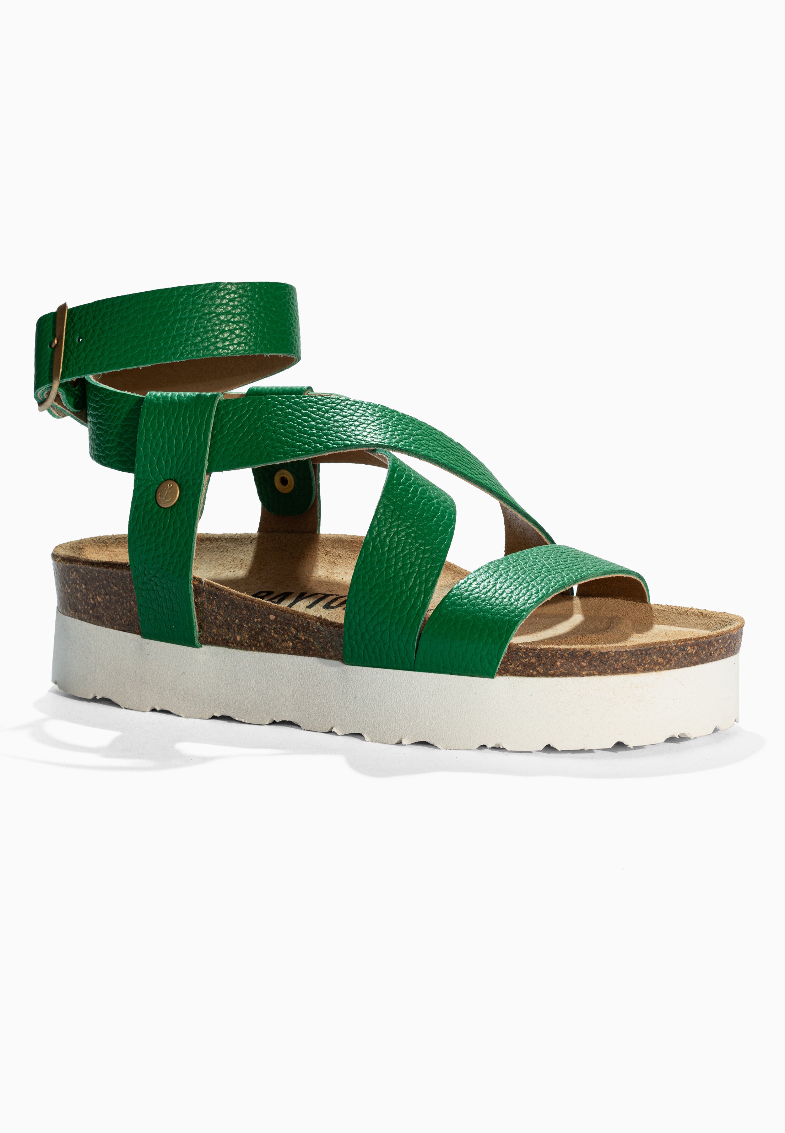 Mykonos Green Leather Sandals