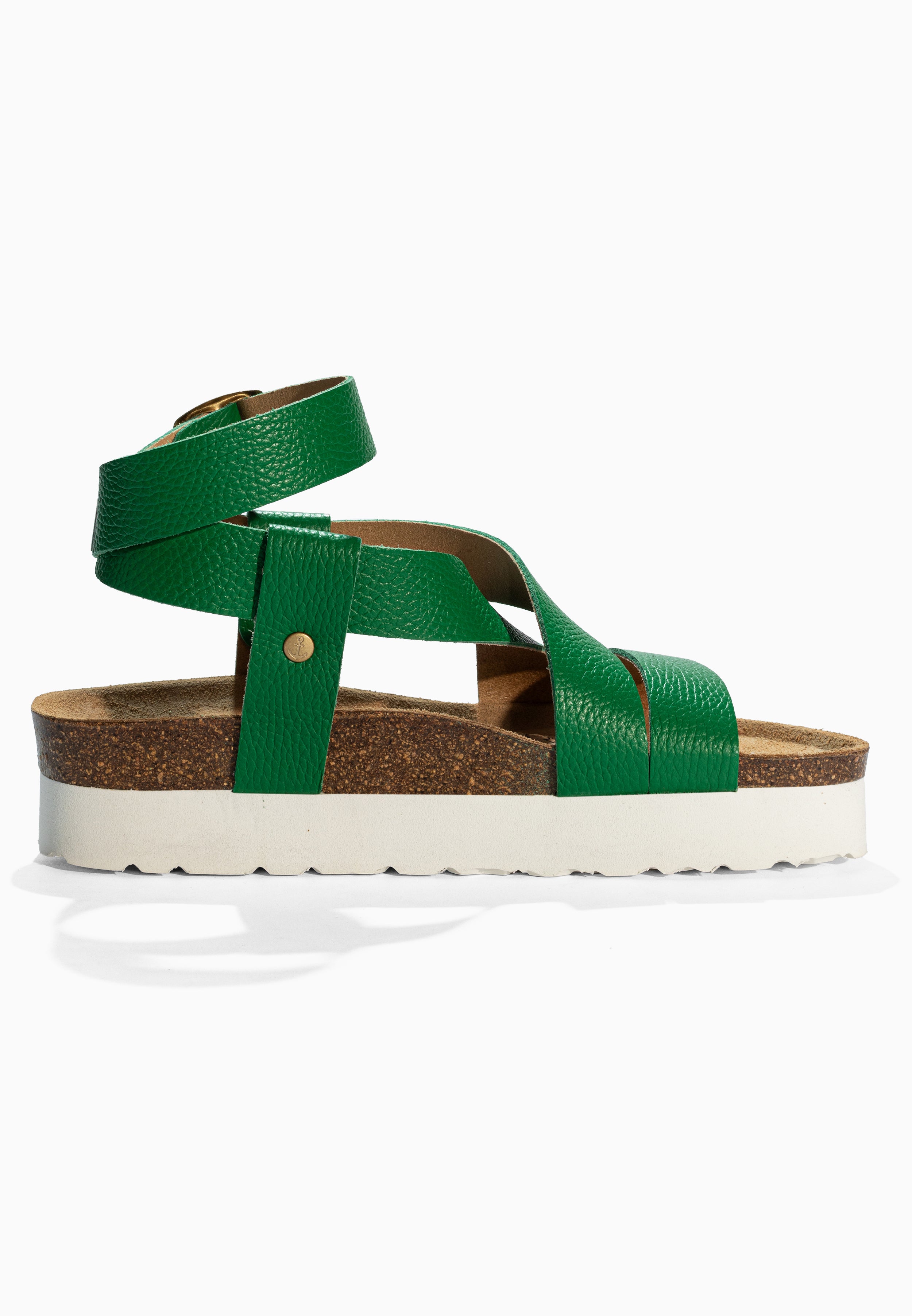 Mykonos Green Leather Sandals