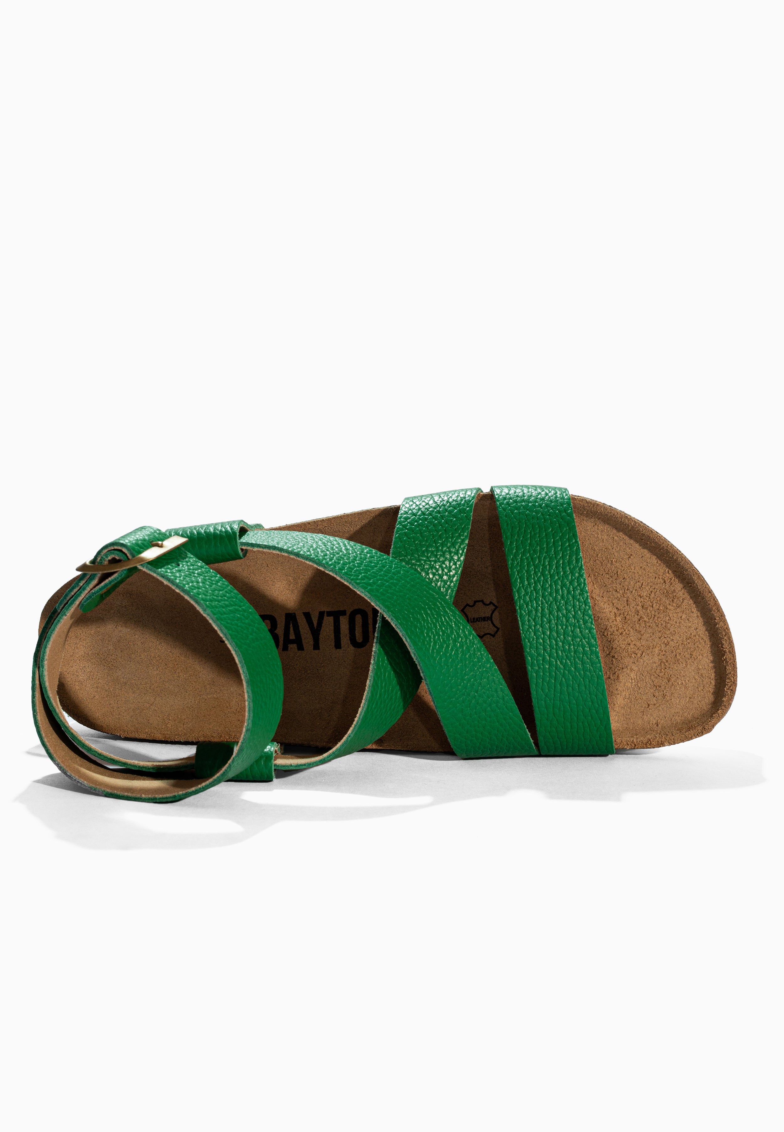 Mykonos Green Leather Sandals