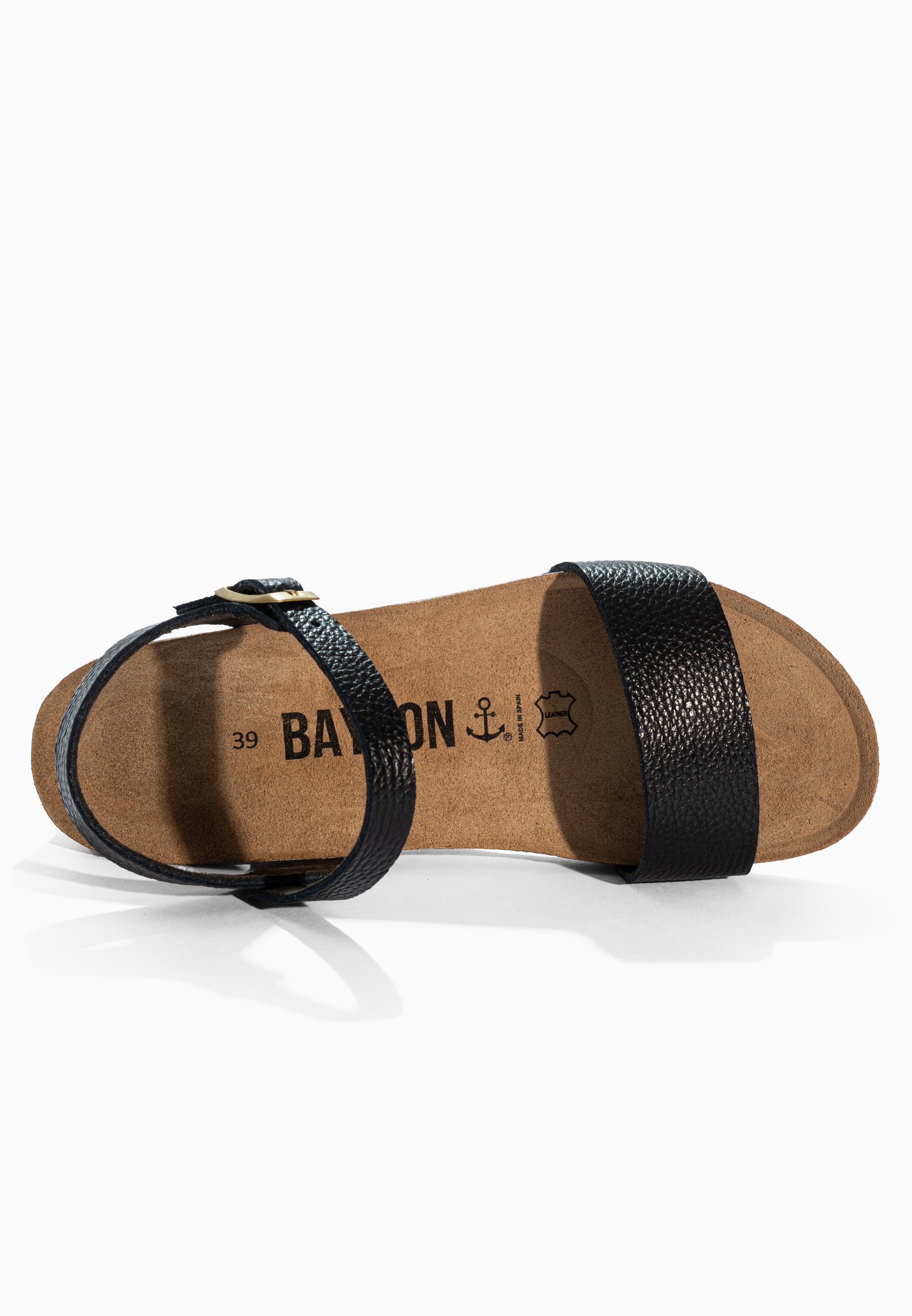 Wodonga Black Leather Sandals