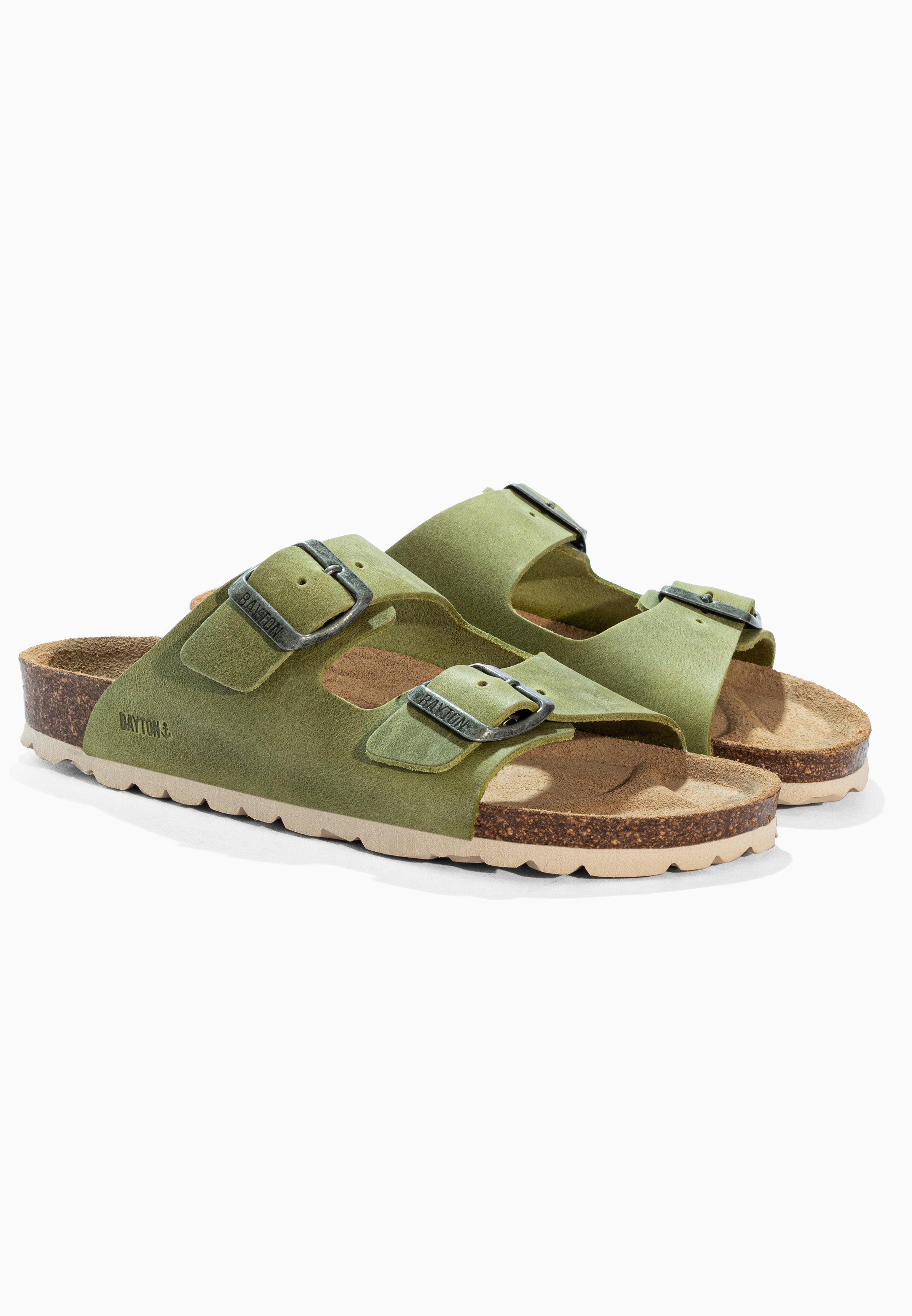 Atlas Green Leather Sandals