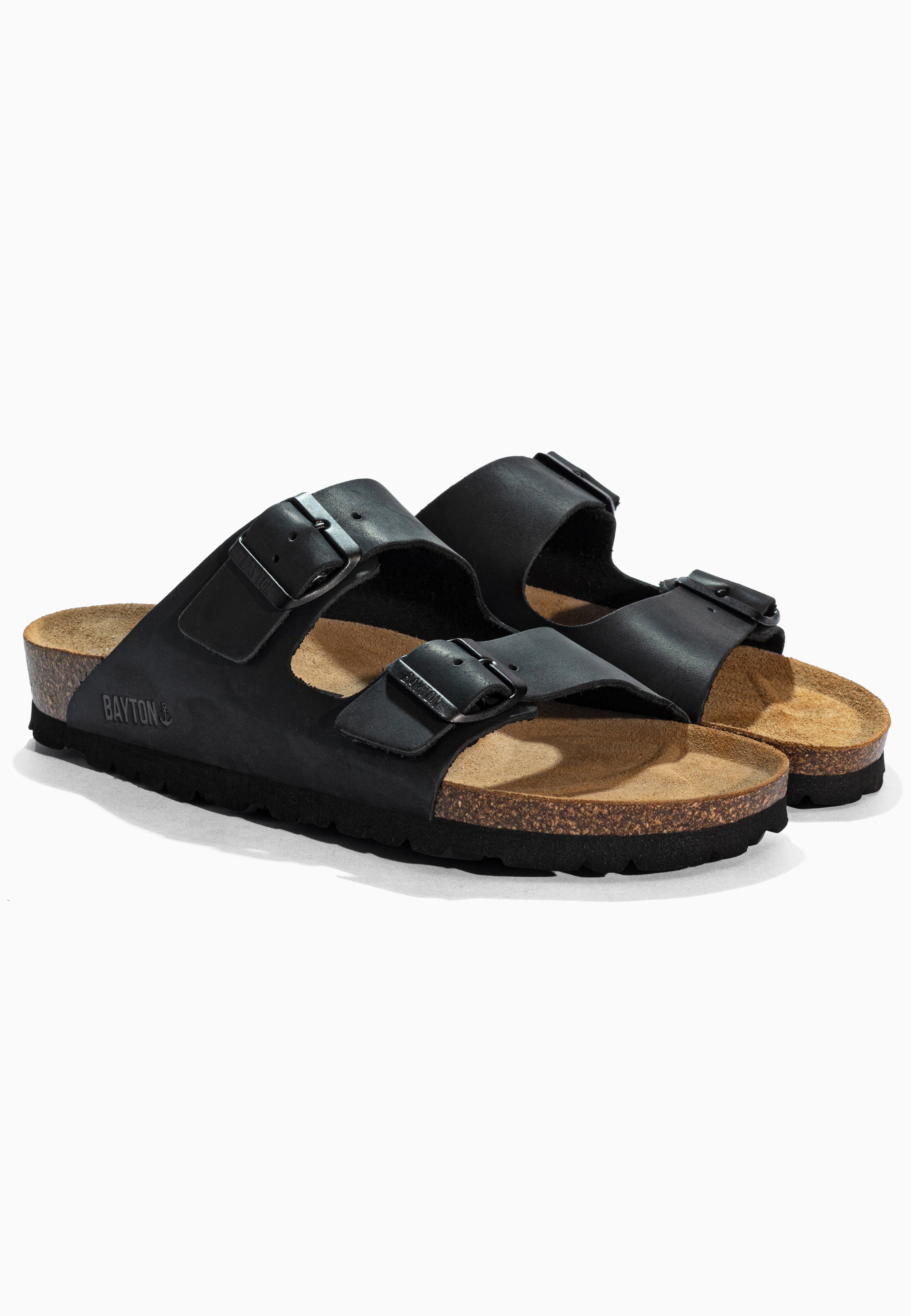 Atlas Black Leather Sandals