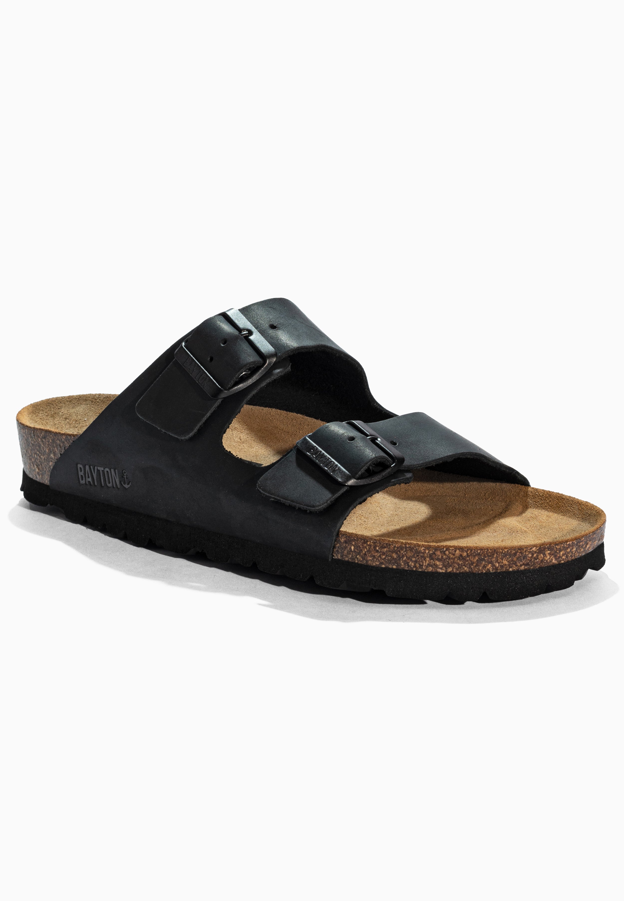 Atlas Black Leather Sandals