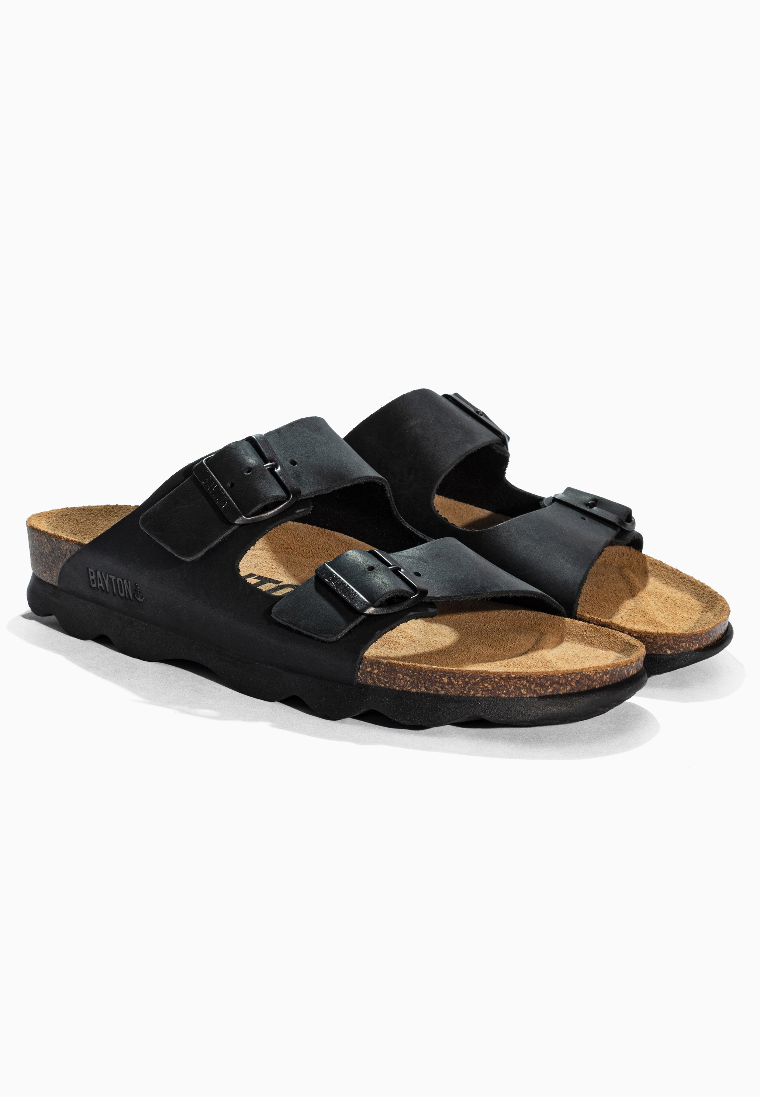 Atlas Black Leather Sandals