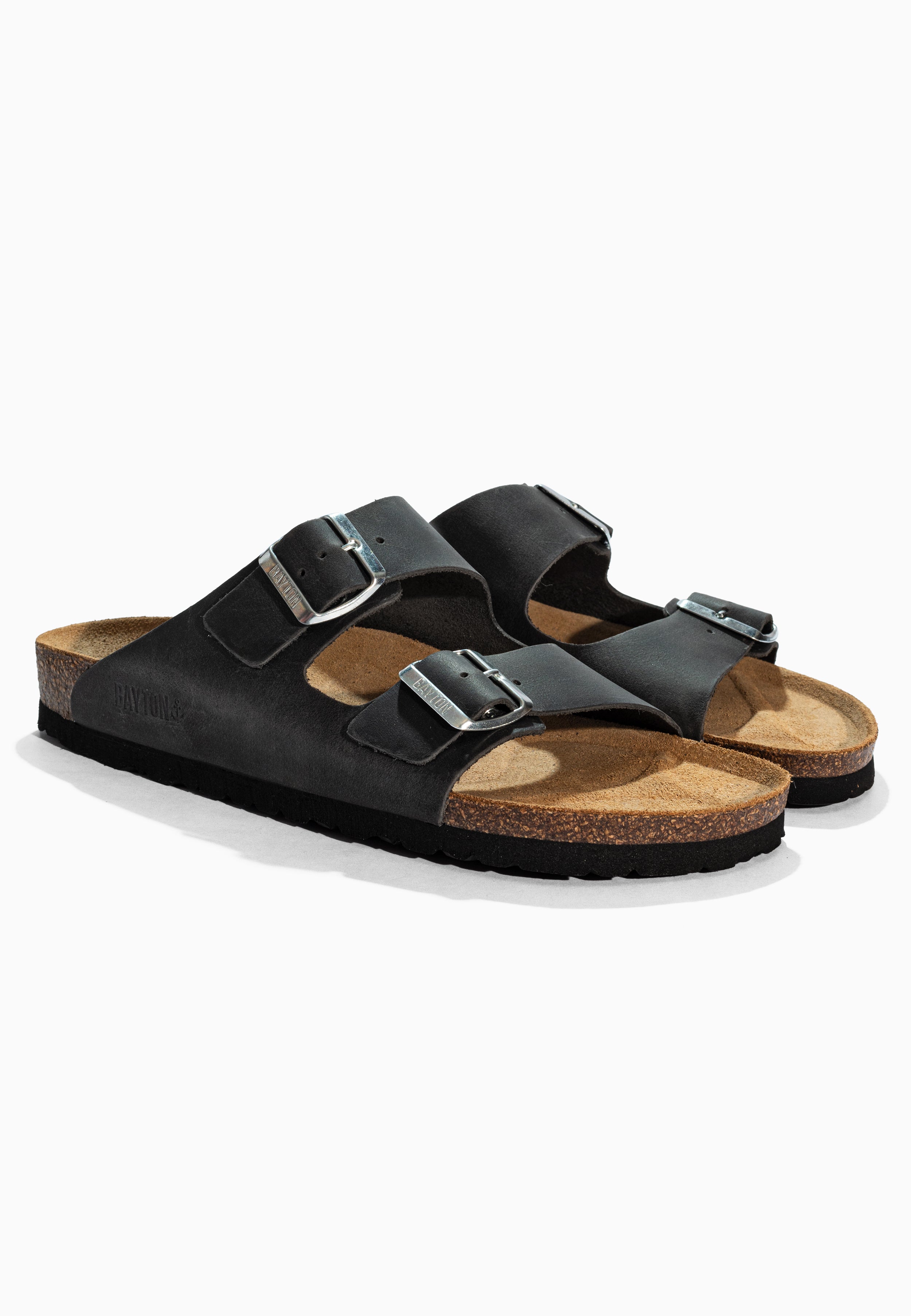 Atlas Anthracite Leather Sandals