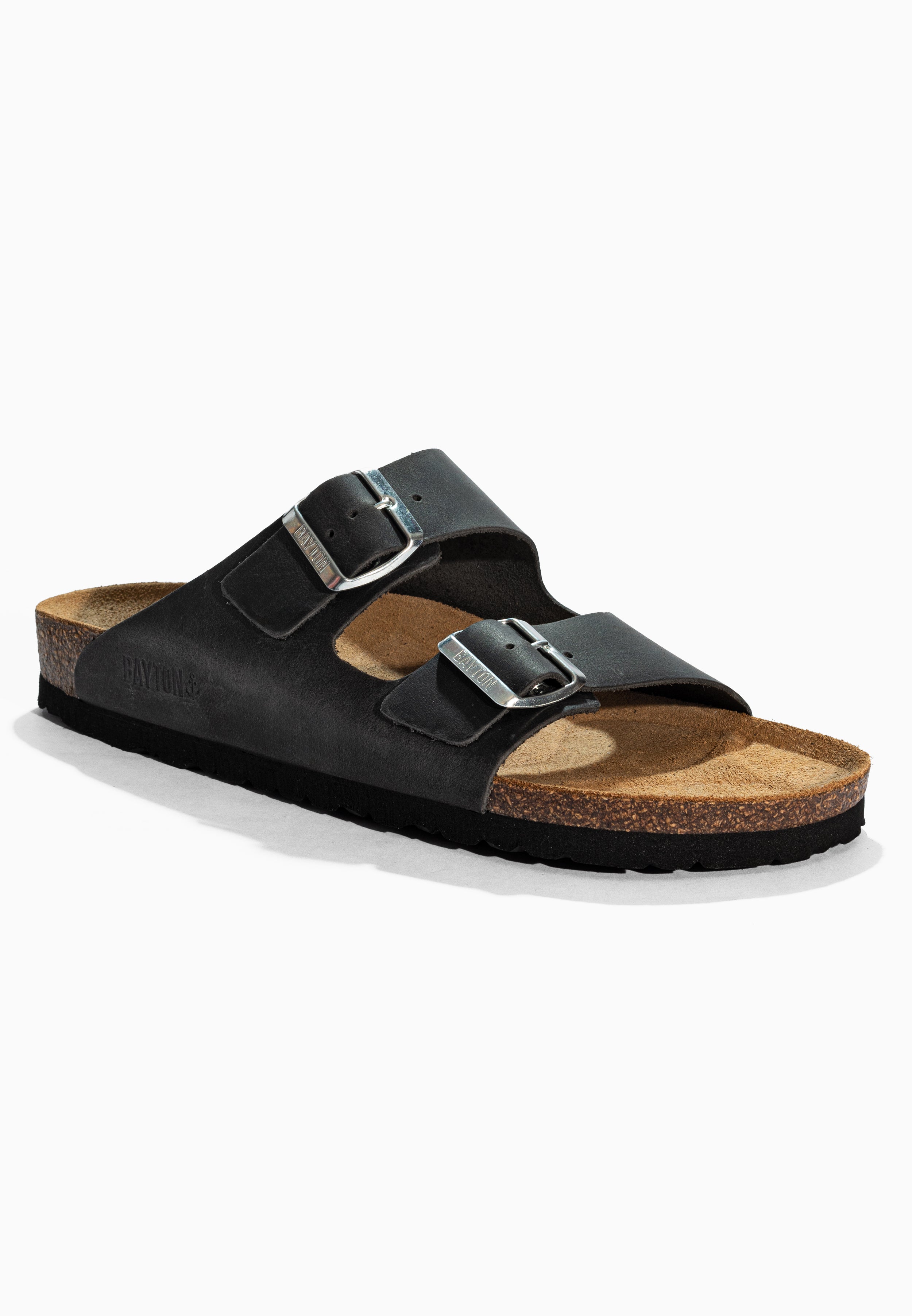 Atlas Anthracite Leather Sandals